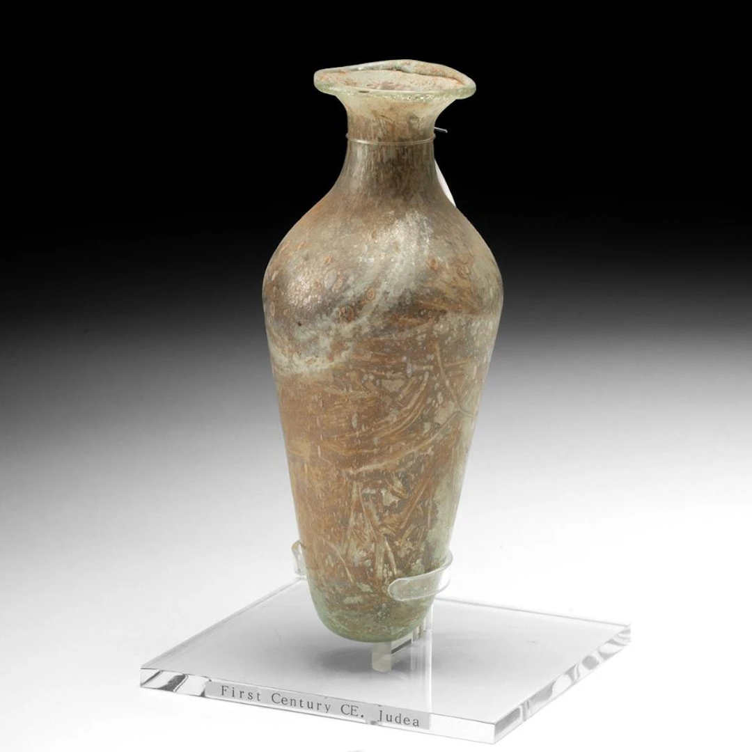 Roman Judean Blown Glass Unguentarium with Flared Rim
