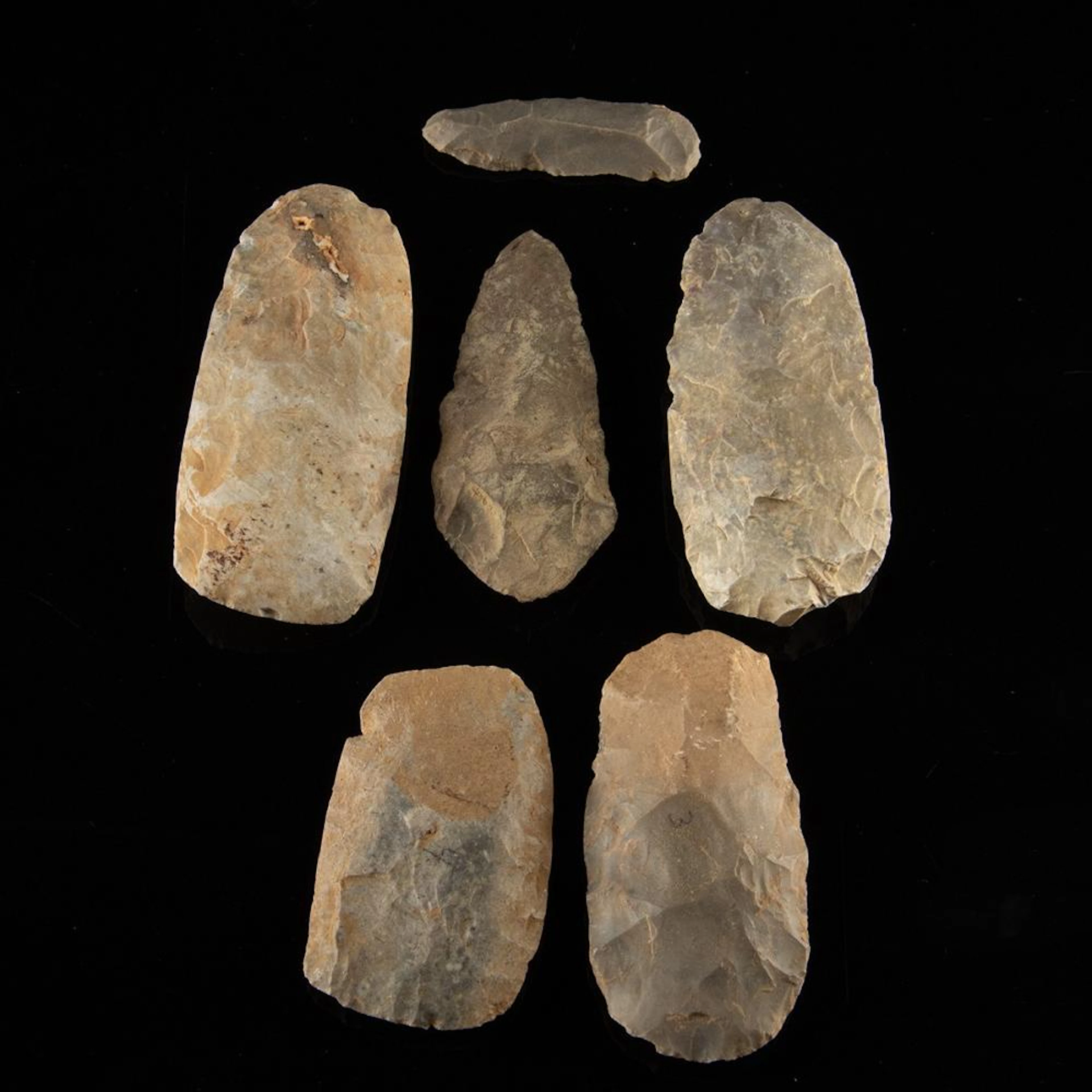 Six Native American Eastern Woodland Stone Hand Tools