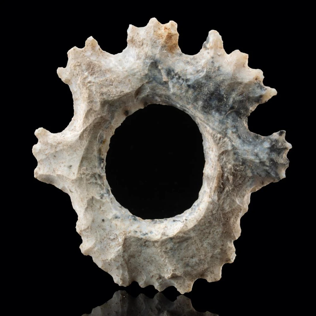 Maya Eccentric Chert Perforated Ring with Serrated Rim