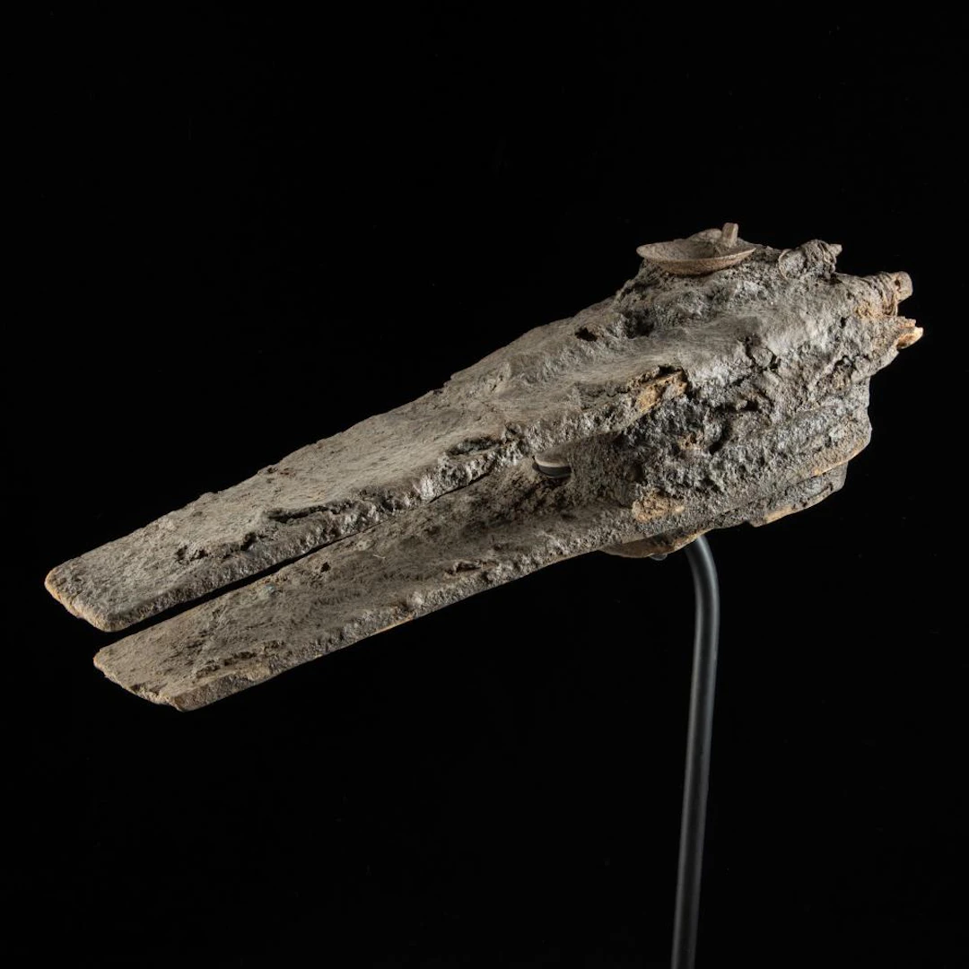 African Bamana Wood Kono Kun Mask, Heavily Encrusted Sacrificial Material
