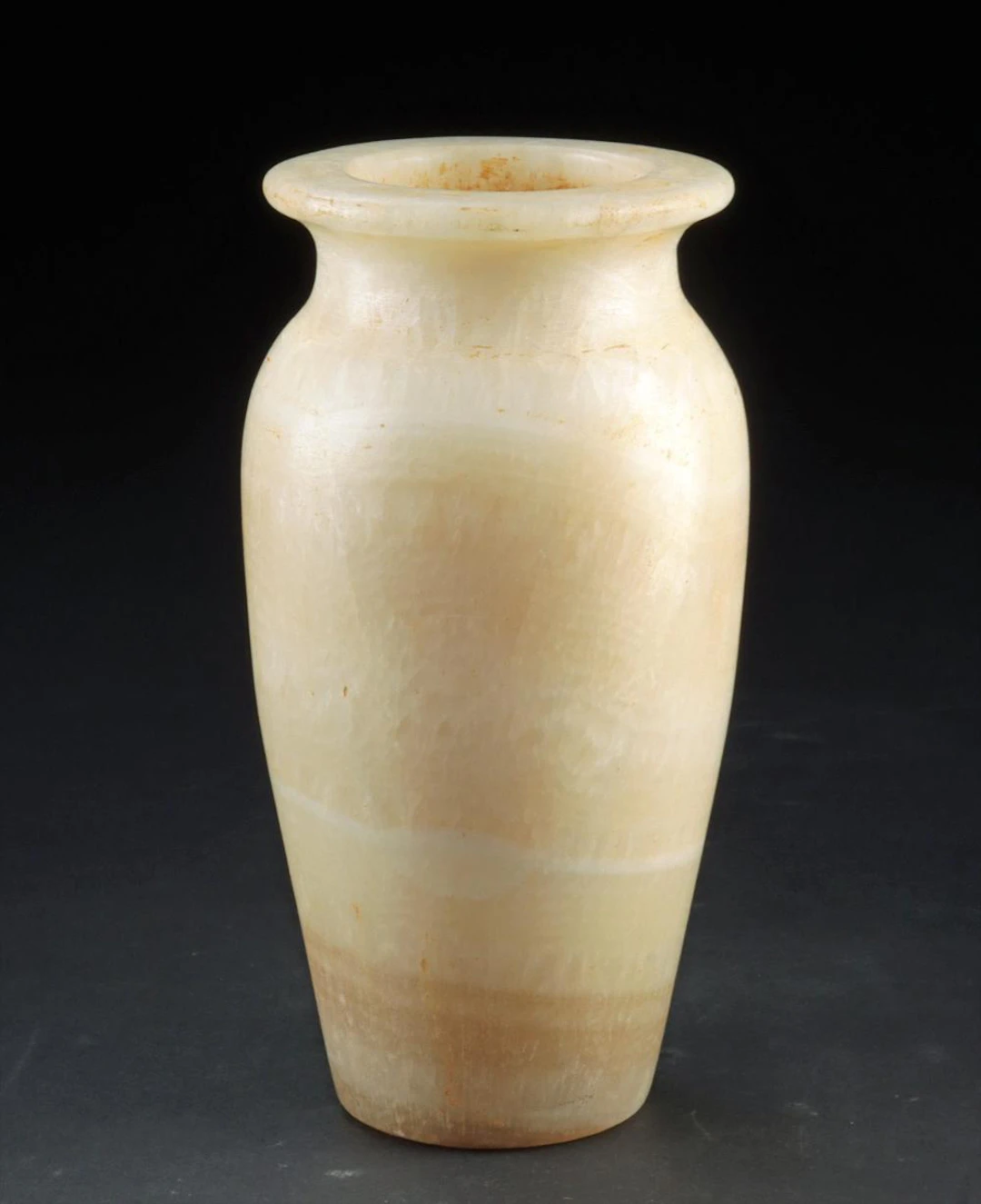 Egyptian Banded Calcite Ovoid Jar, Disc Rim