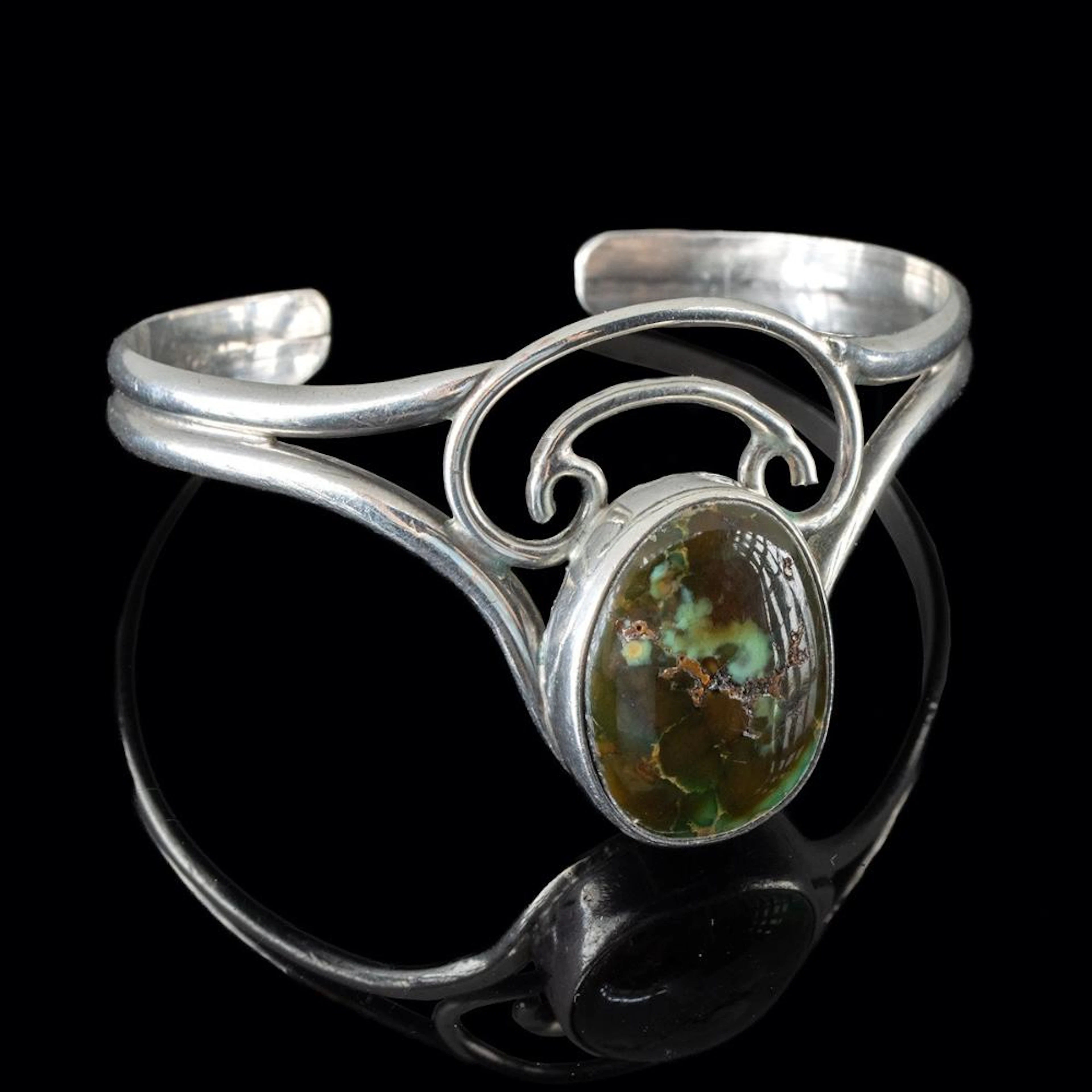 Modernist Silver & Turquoise Bracelet, Raymond Gurdal - Tiffany Artist