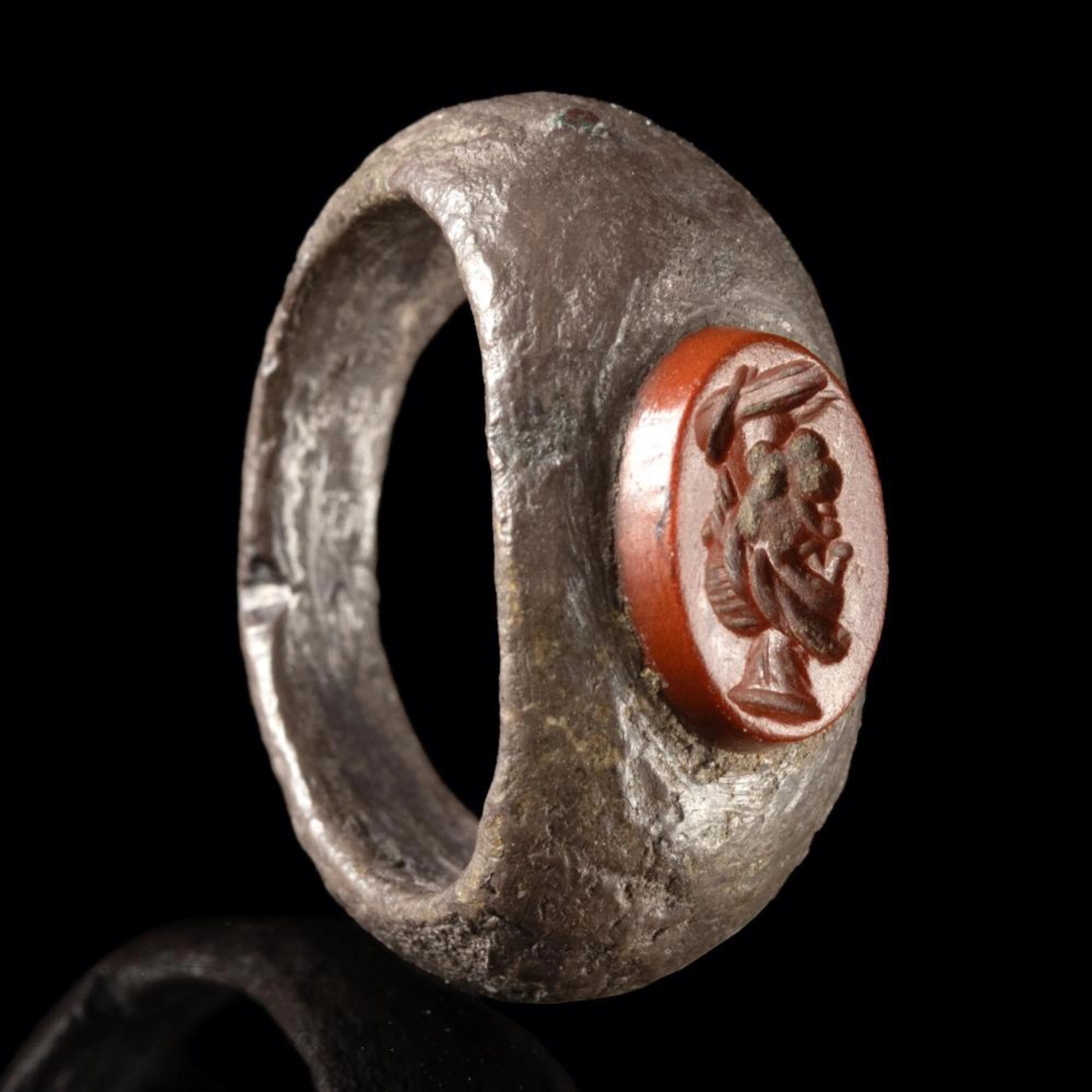 Roman Silver Seal Ring | Bearded Serapis Modius, Red Jasper