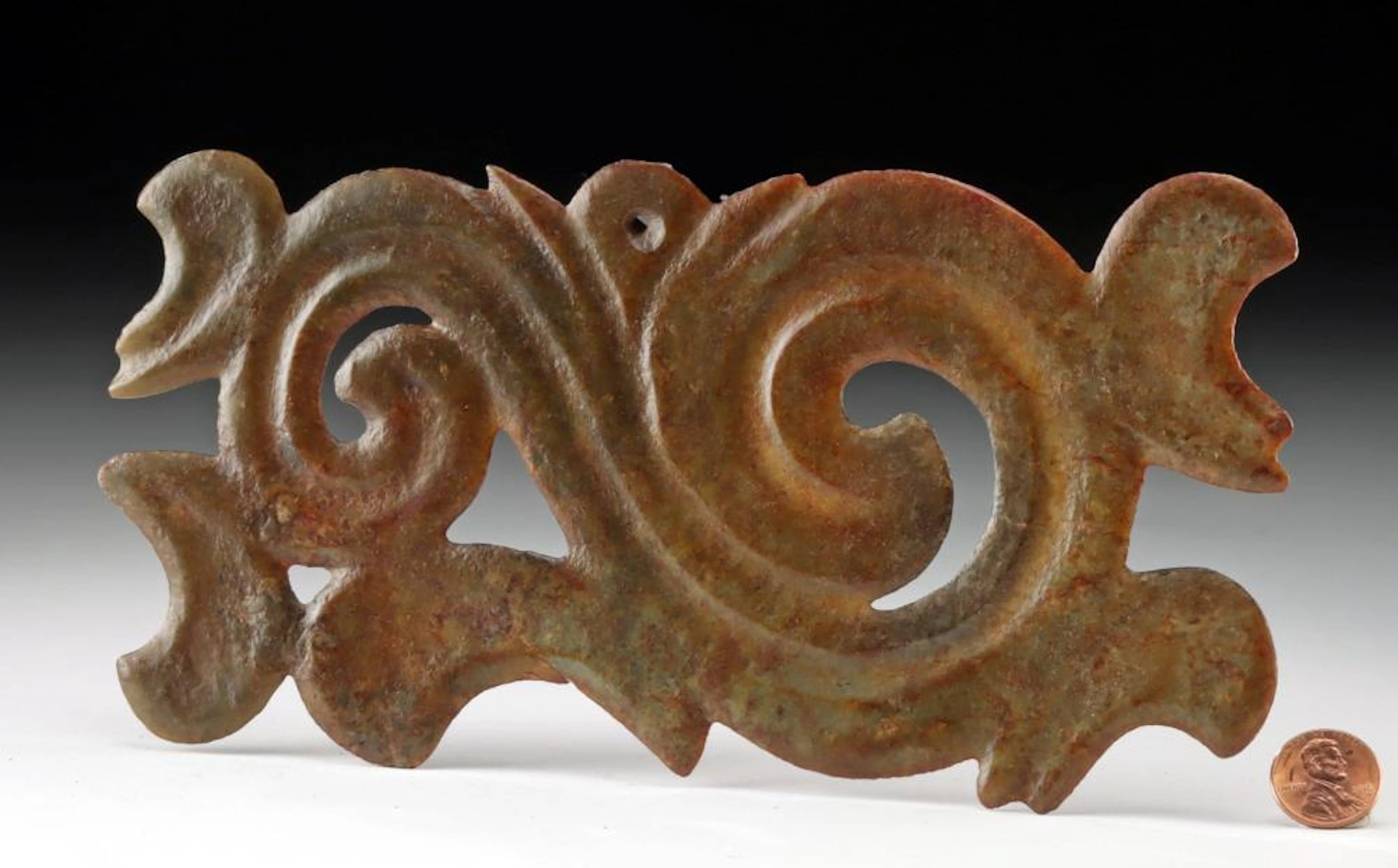 Archaistic Chinese Jade Ornament - Cloud Dragon Form