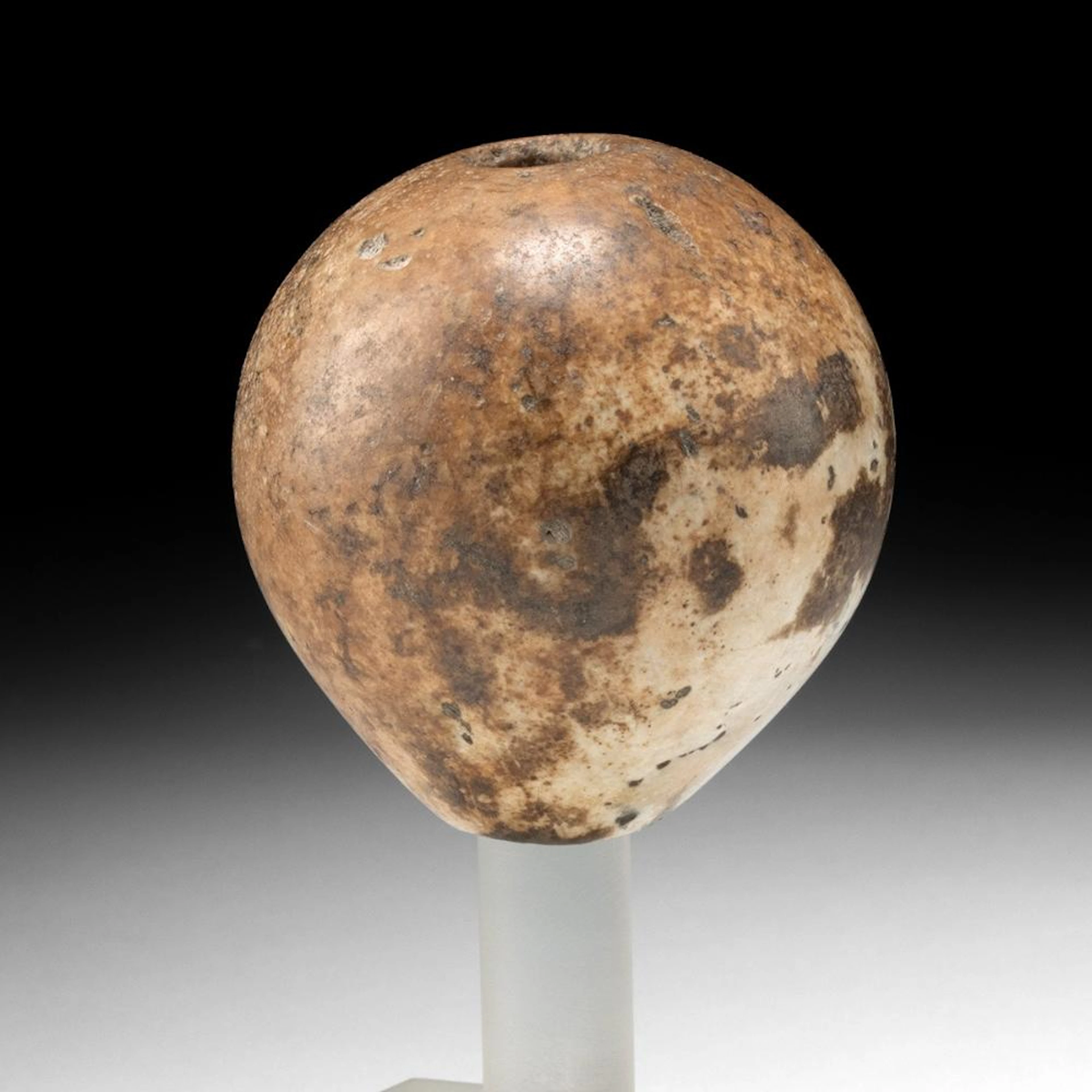 Egyptian Predynastic Pear-Shaped Stone Mace Head on Custom Stand