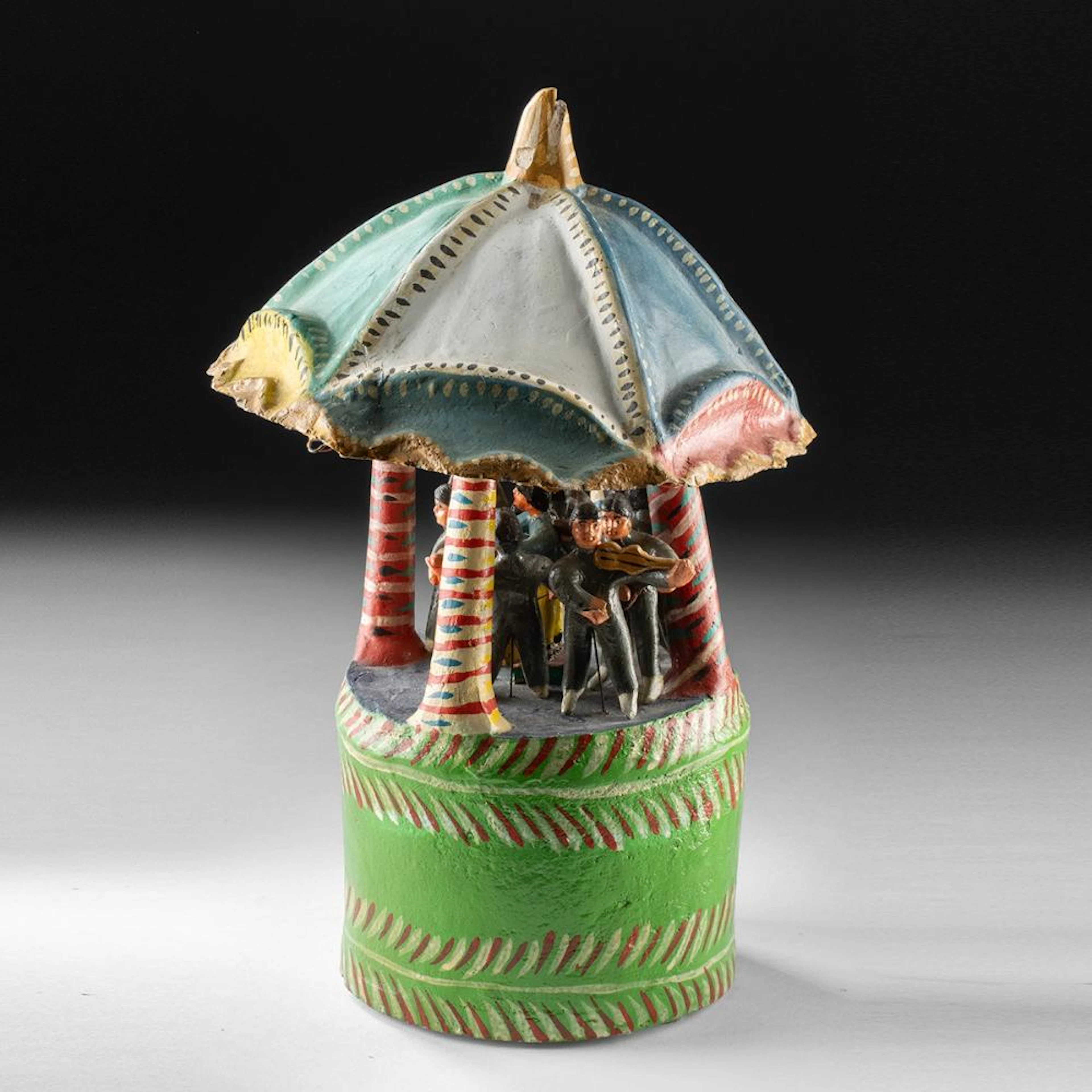 Mexican Folk Art Ceramic Kiosco w/ 9 Mariachi Musicians - Ortega Family