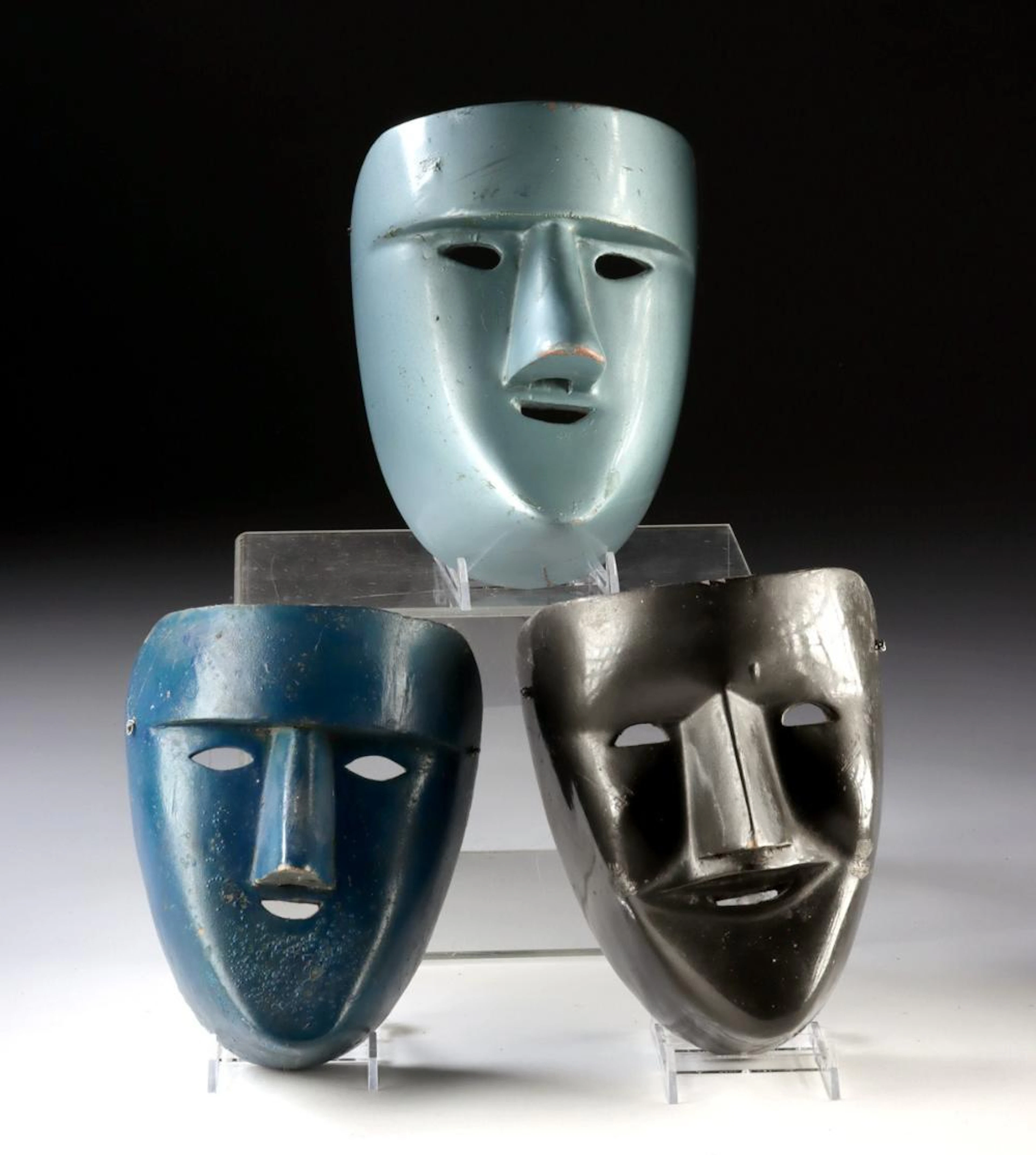 3 Vintage Mexican Cojo Masks, Danza Correr del Pocho