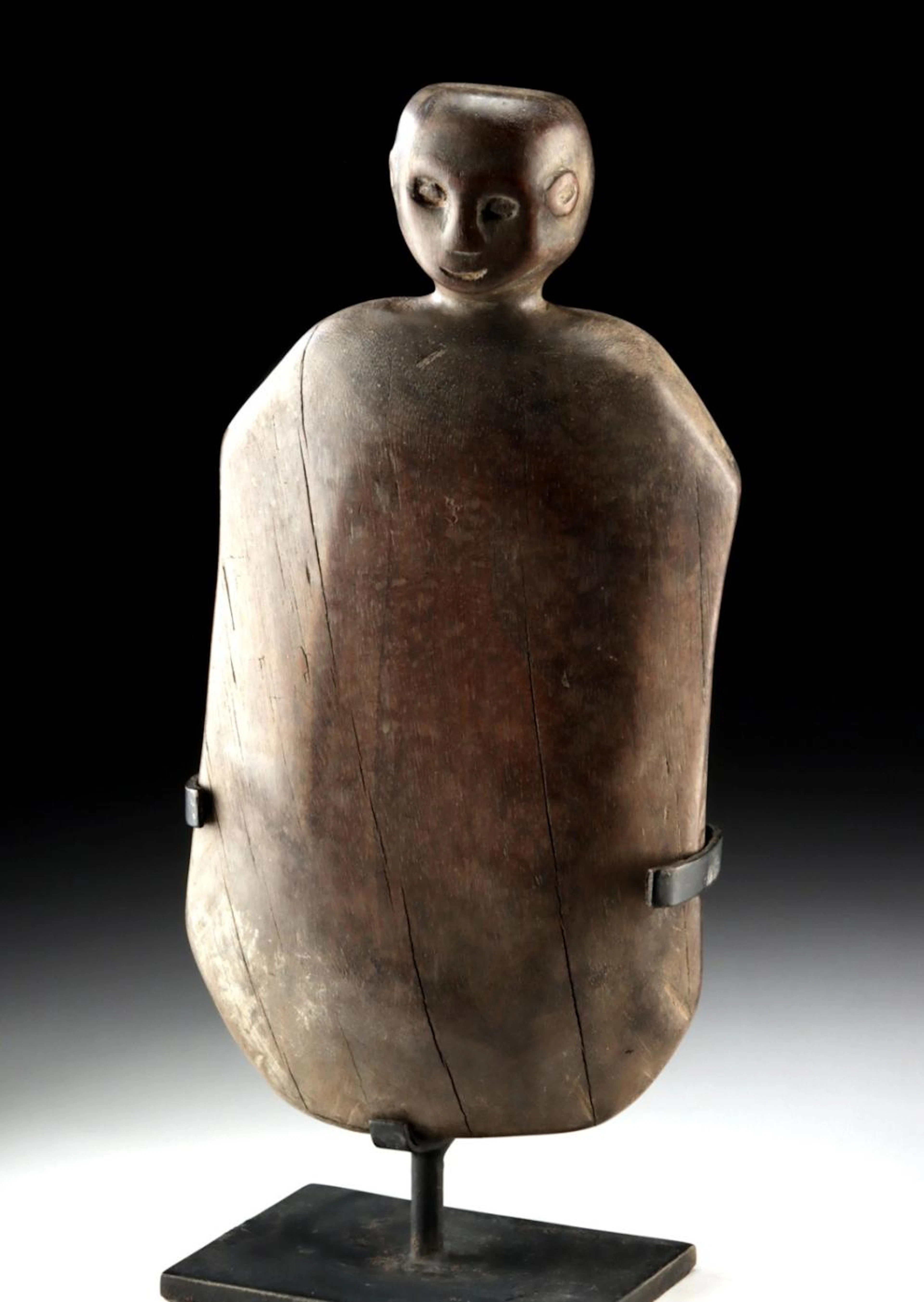 Sumba Indonesia Wood Figural Cotton Board (Kabiru) w/ Iron Bands