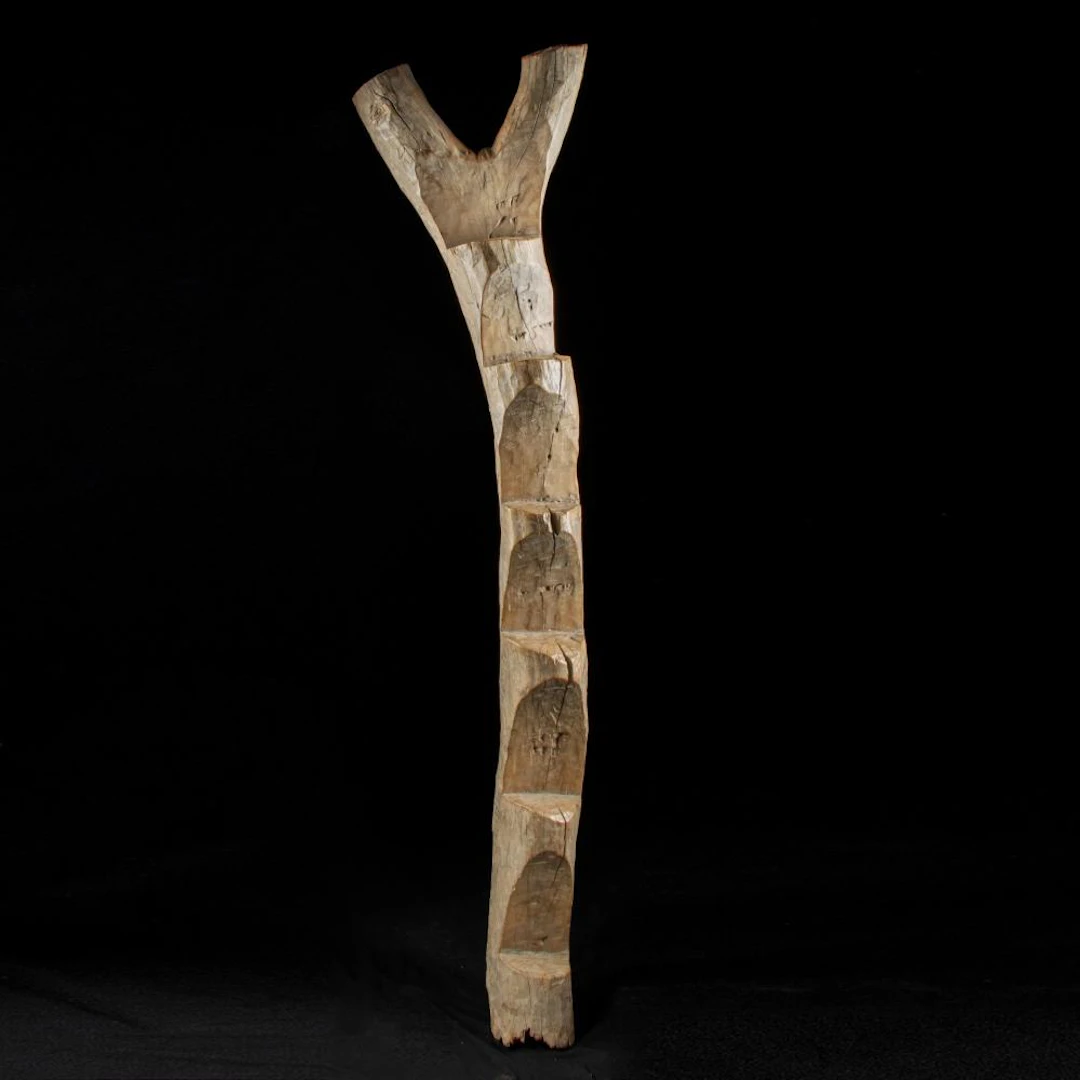 Lobi Carved Wood Y-Shaped Ladder, West Africa
