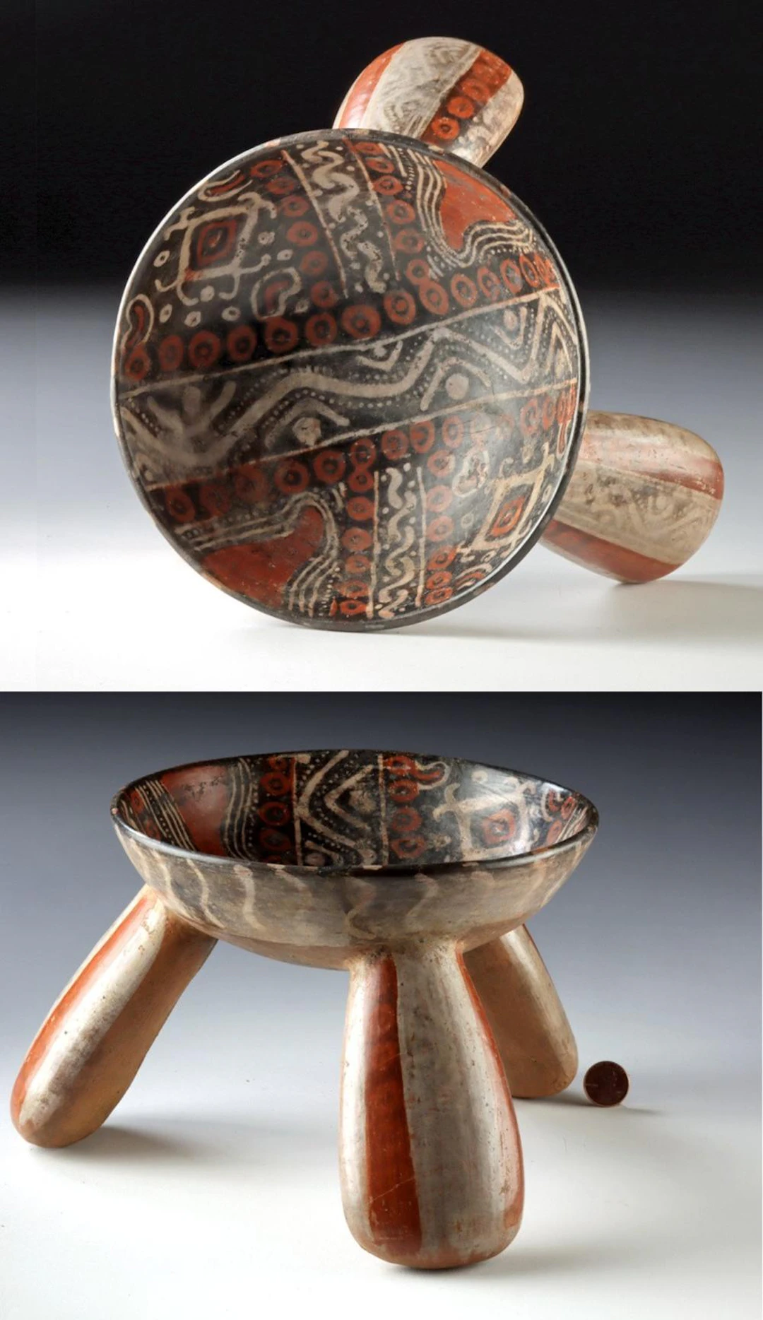 Michoacan Tarascan Polychrome Tripod Rattle Vessel
