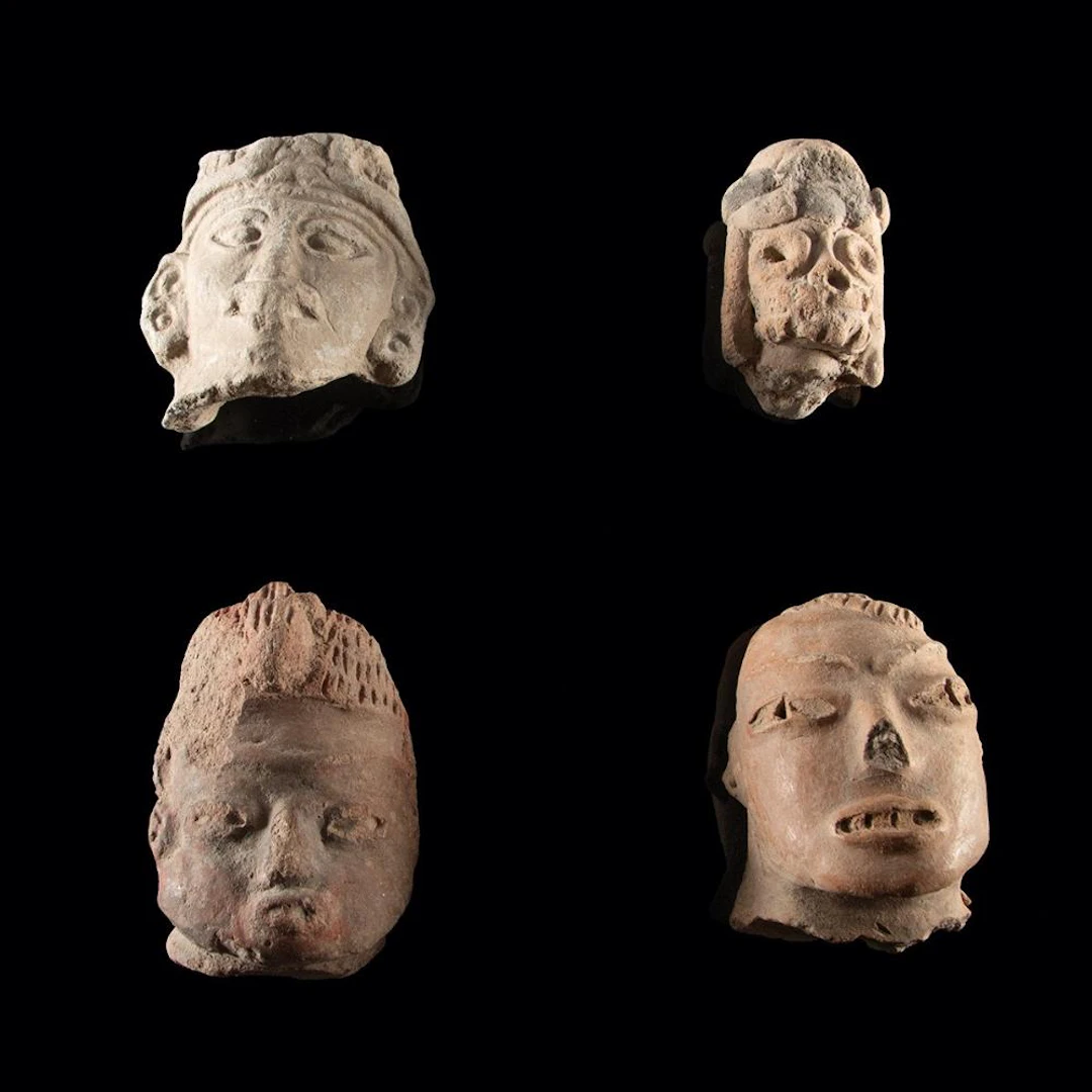 Four Maya, Aztec & Veracruz Terracotta Heads