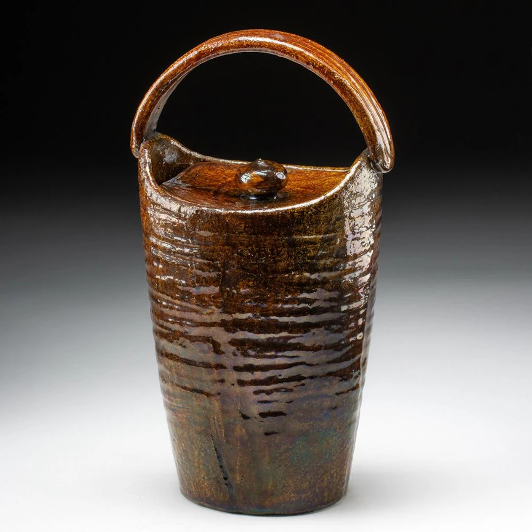 18th C. Japanese Ohi Ware Mizusashi Tea Water Jar, Ex Toledo Museum