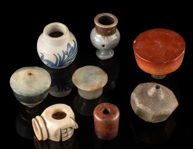 Chinese Pottery & Stone Smoking Pipe Bowls & Fittings