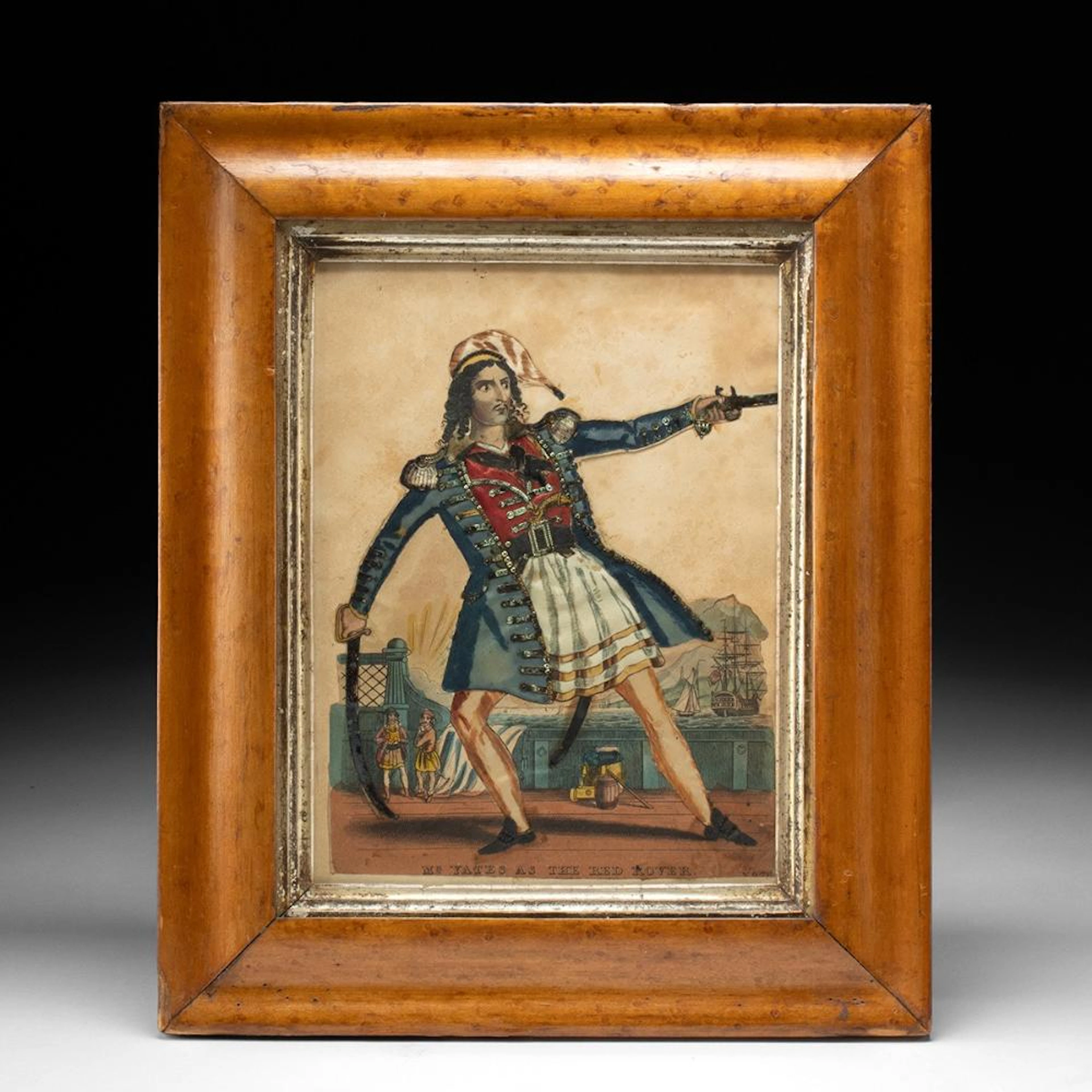 19th C. English Tinsel Print | Mr. Yates as the Red Rover, Pirate