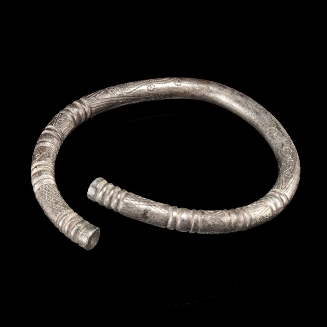 Achaemenid Silver Bangle w/ Incised Bands