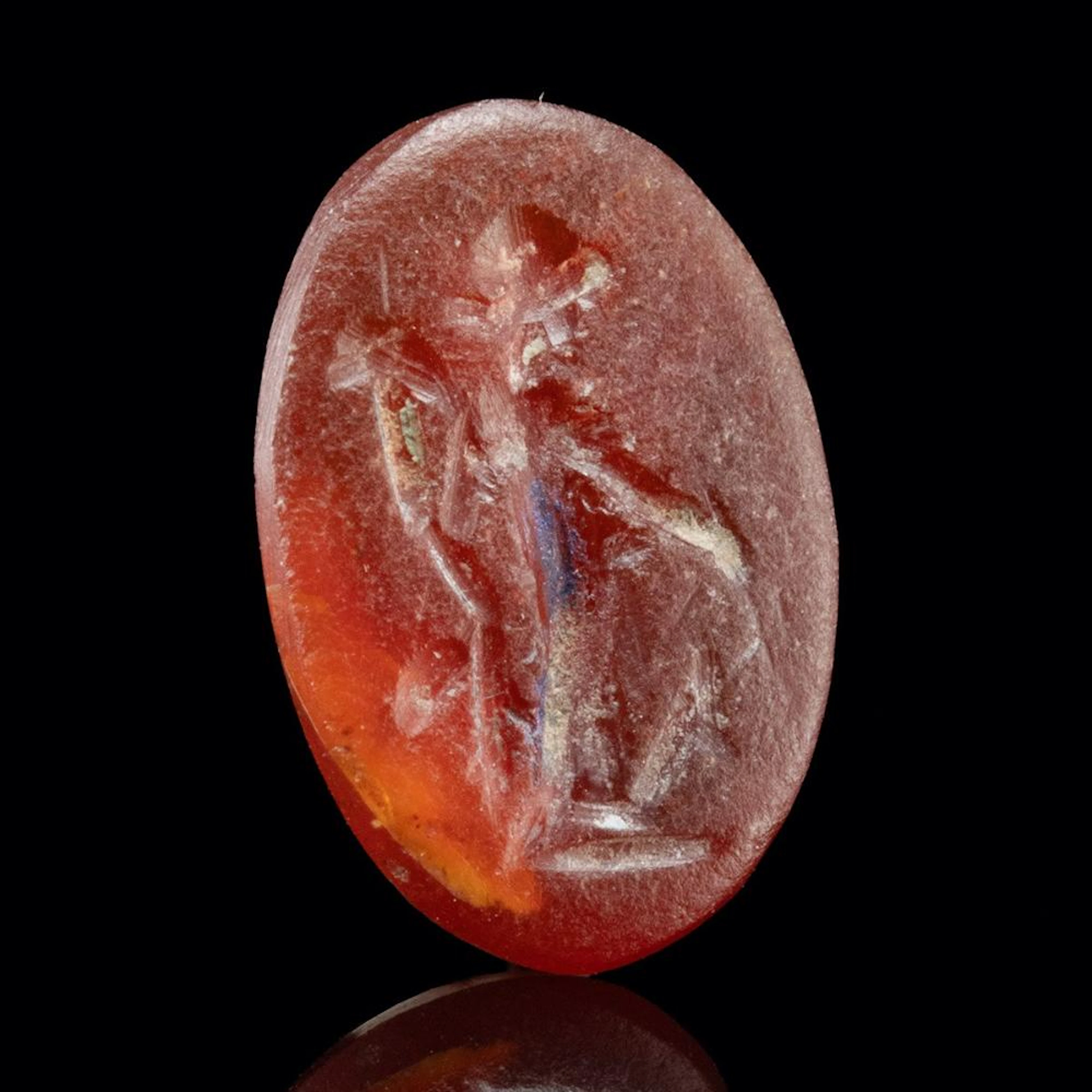 Roman Carnelian Intaglio of Fortuna with Cornucopia and Rudder