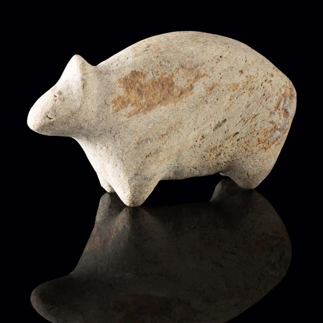 Native American Woodland Carved Stone Bear Effigy, Miniature Figure