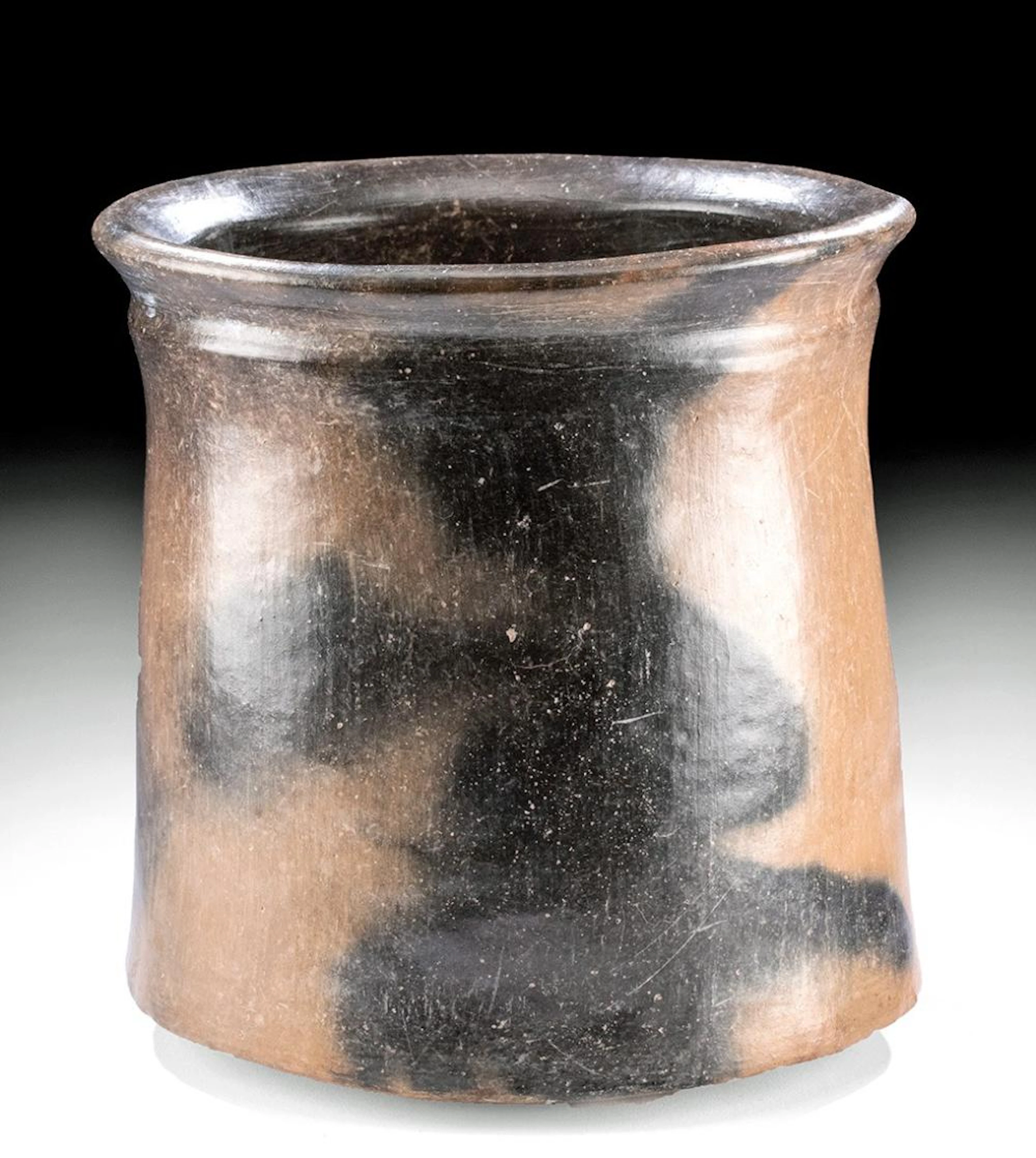 Chupicuaro Cylinder Vessel, Fire-Clouded Burnished Surface