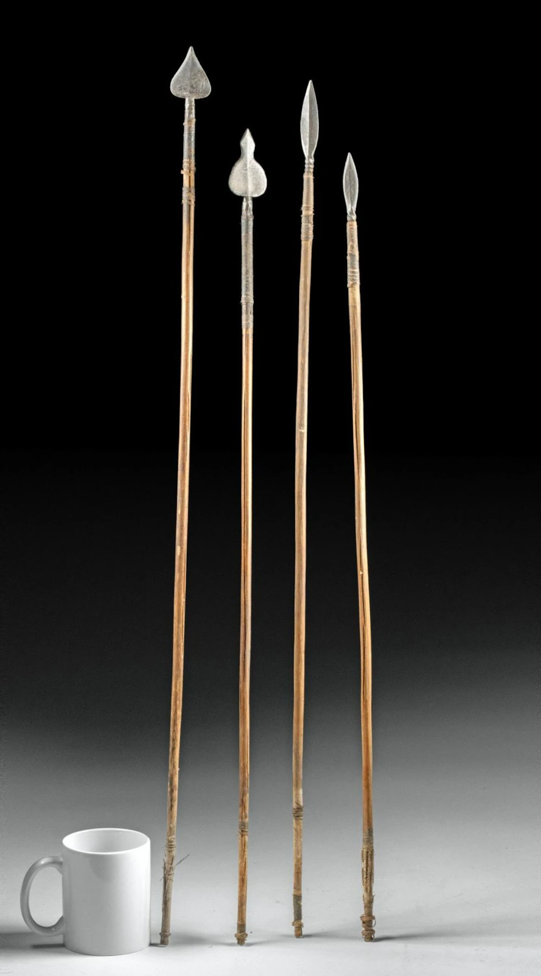 4 African DR Congo Hunting Arrows | Forged Iron Leaf and Spade Heads ★