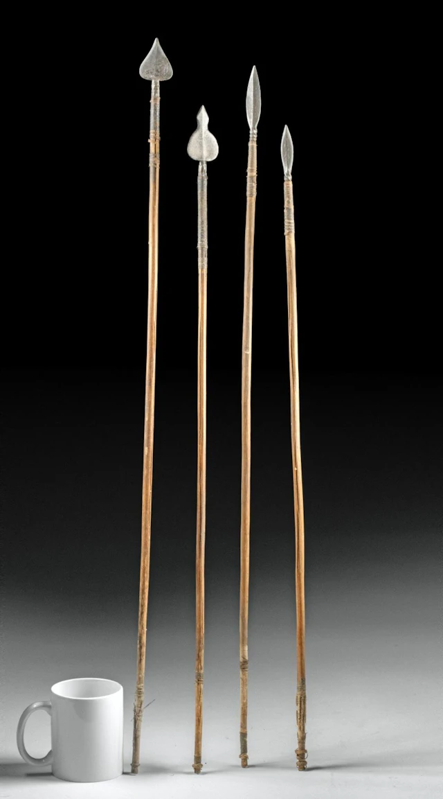 4 African DR Congo Hunting Arrows | Forged Iron Leaf and Spade Heads ★