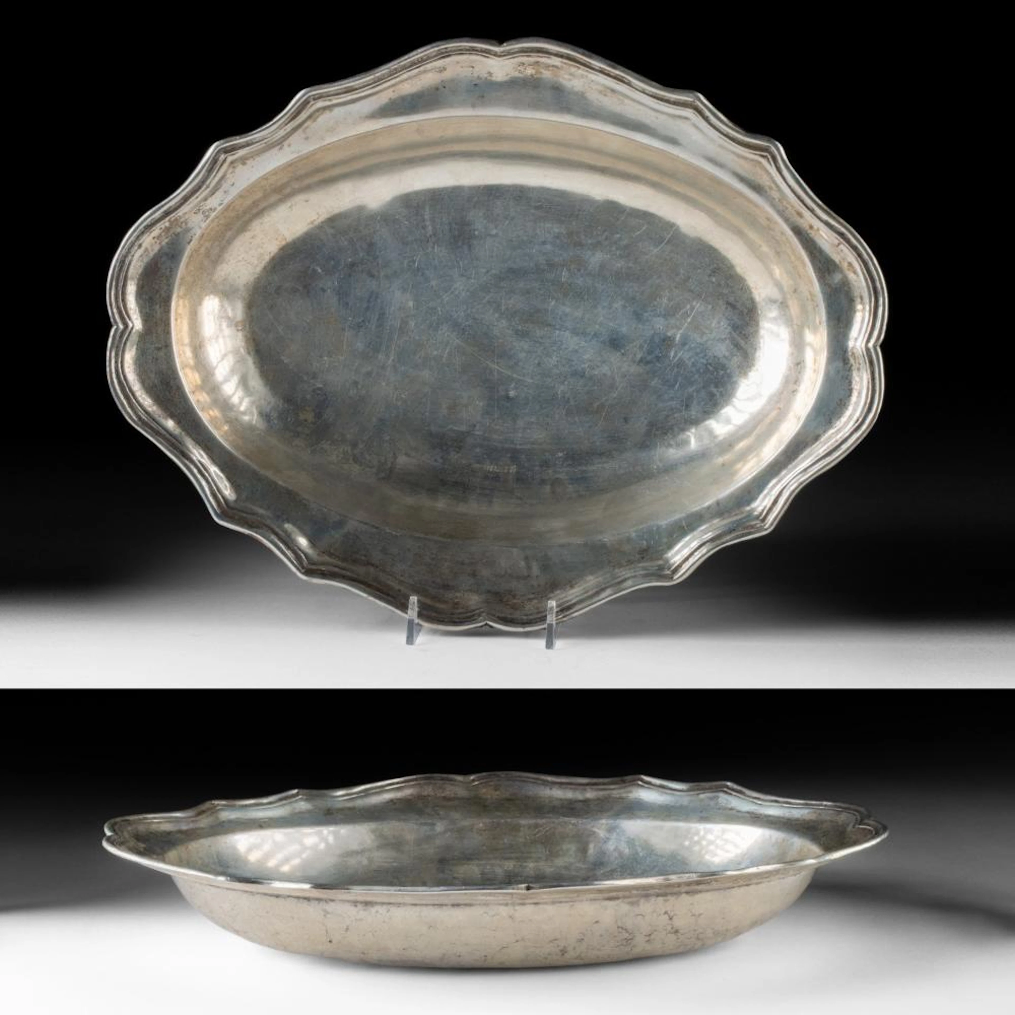 18th C. Spanish Colonial Peruvian Silver Oval Platter