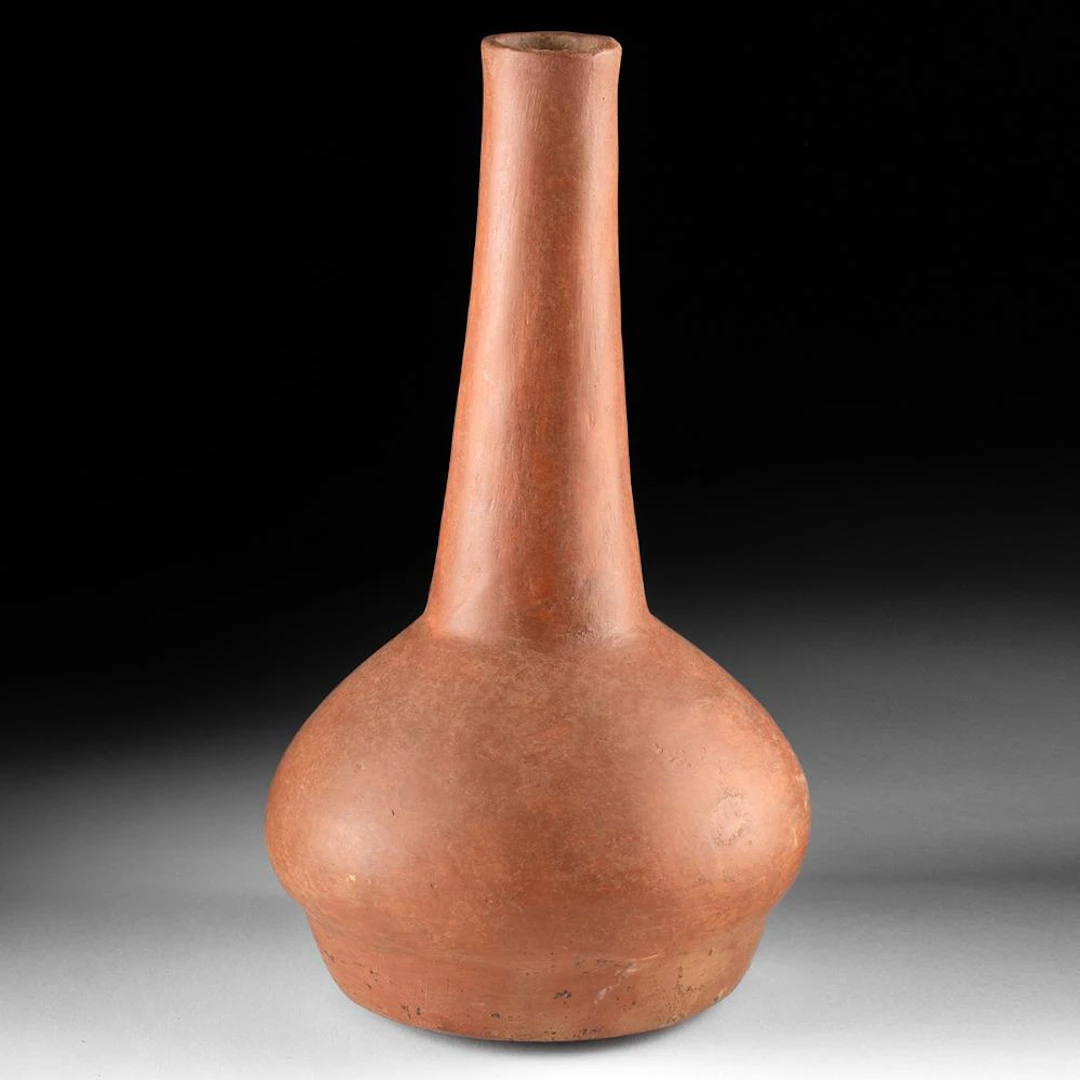 Native American Caddo Redware Pottery Bottle