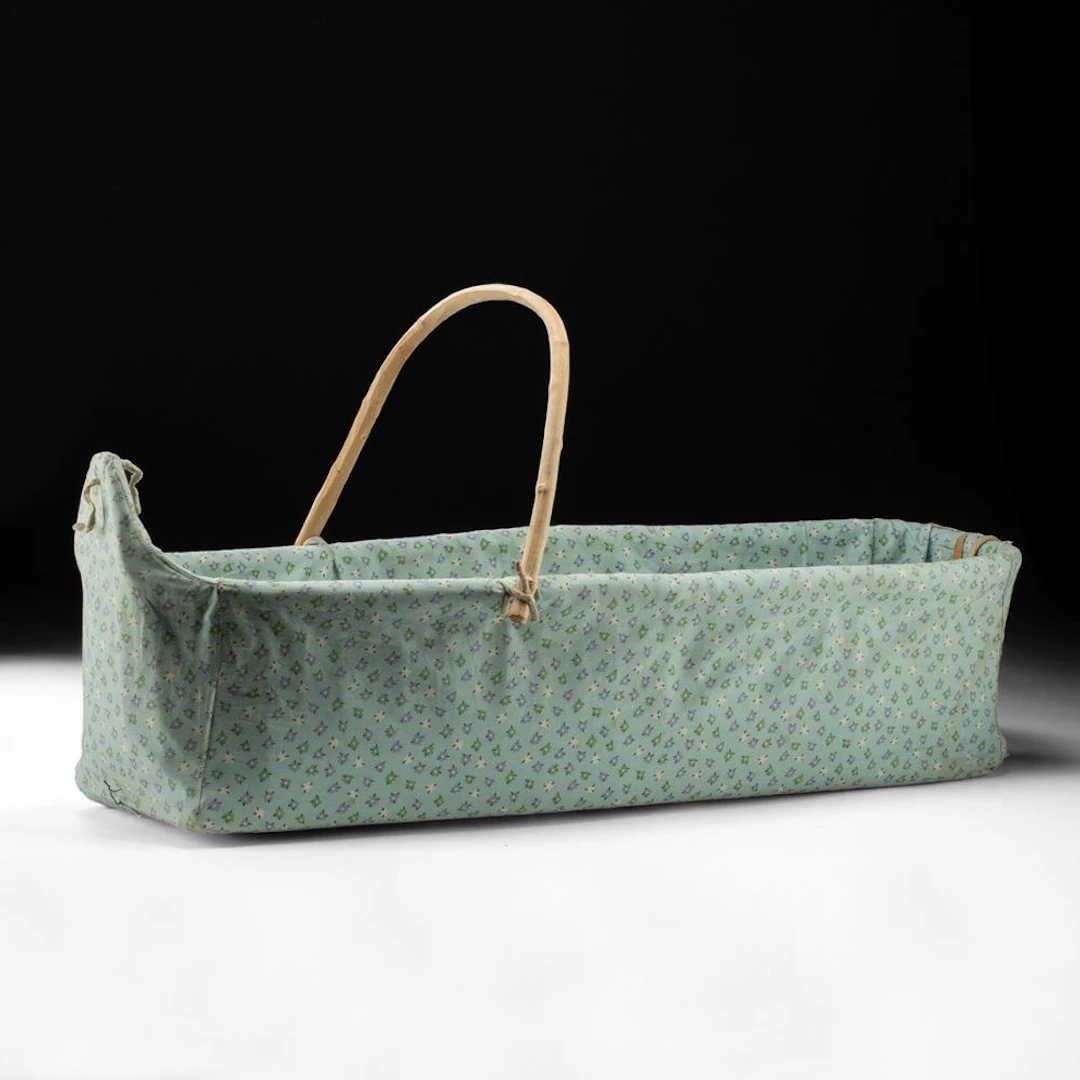 Native American Cradleboard w/ Bent Willow Bow & Calico Cover