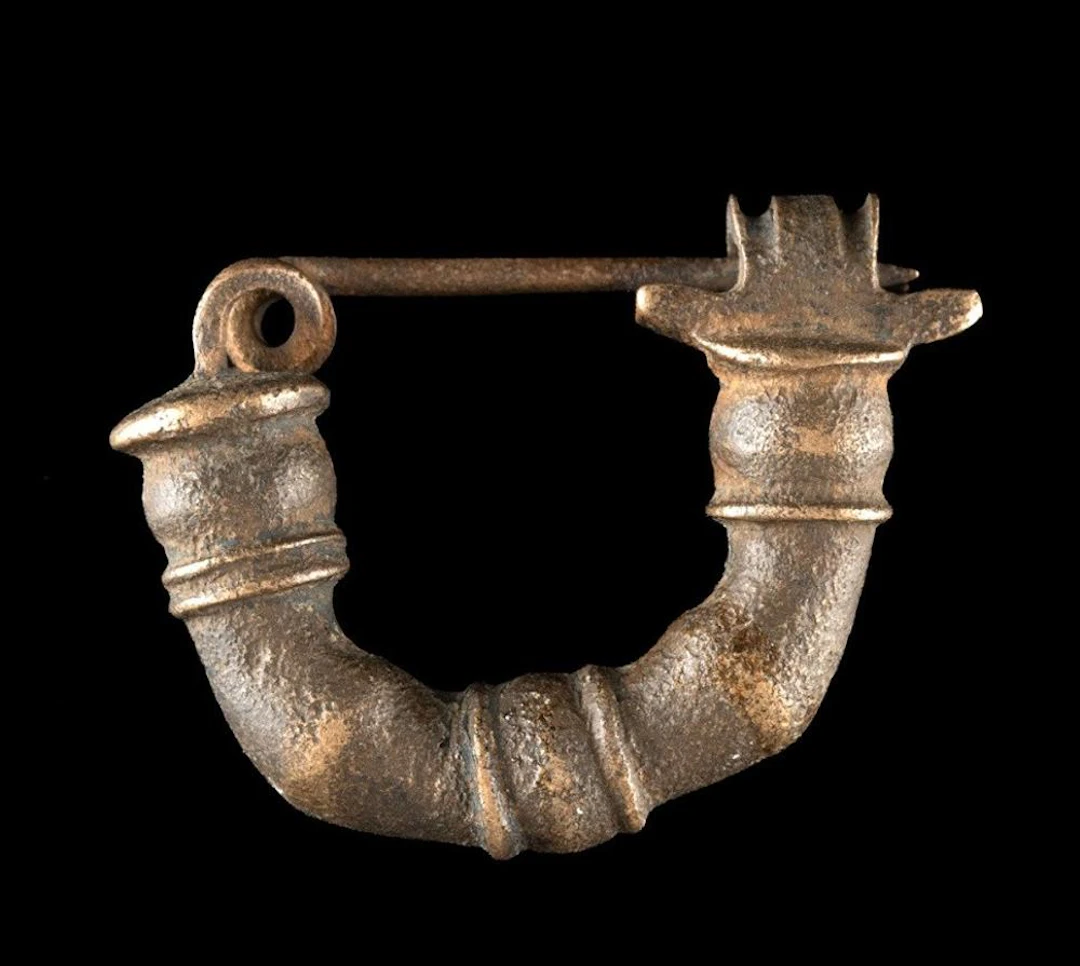 Phrygian Bronze Fibula, Arched Bow with Ribbed Shoulders, Anatolia