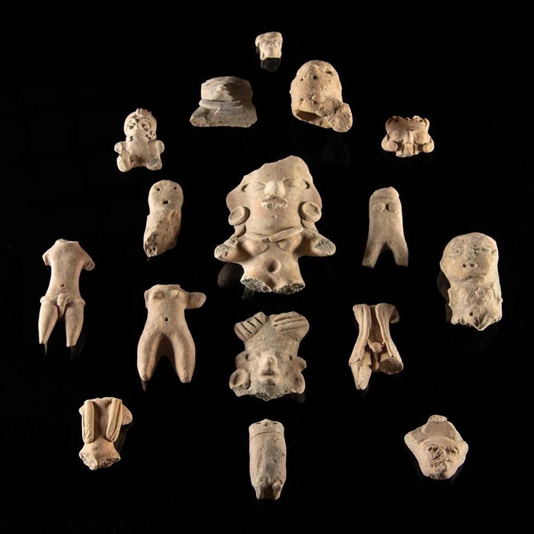 Mexico Preclassic to Classic Pottery Figure Head and Torso Fragments