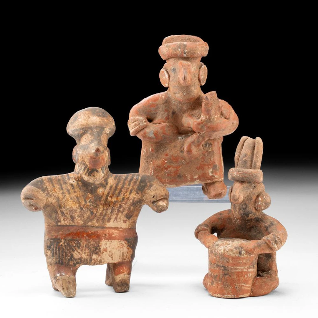 Three Jalisco Pottery Figures - Mother, Standing Woman & Drummer