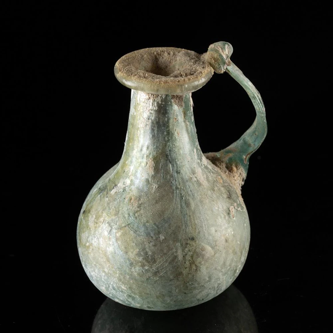 Roman Glass Miniature Jug with Ribbon Handle
