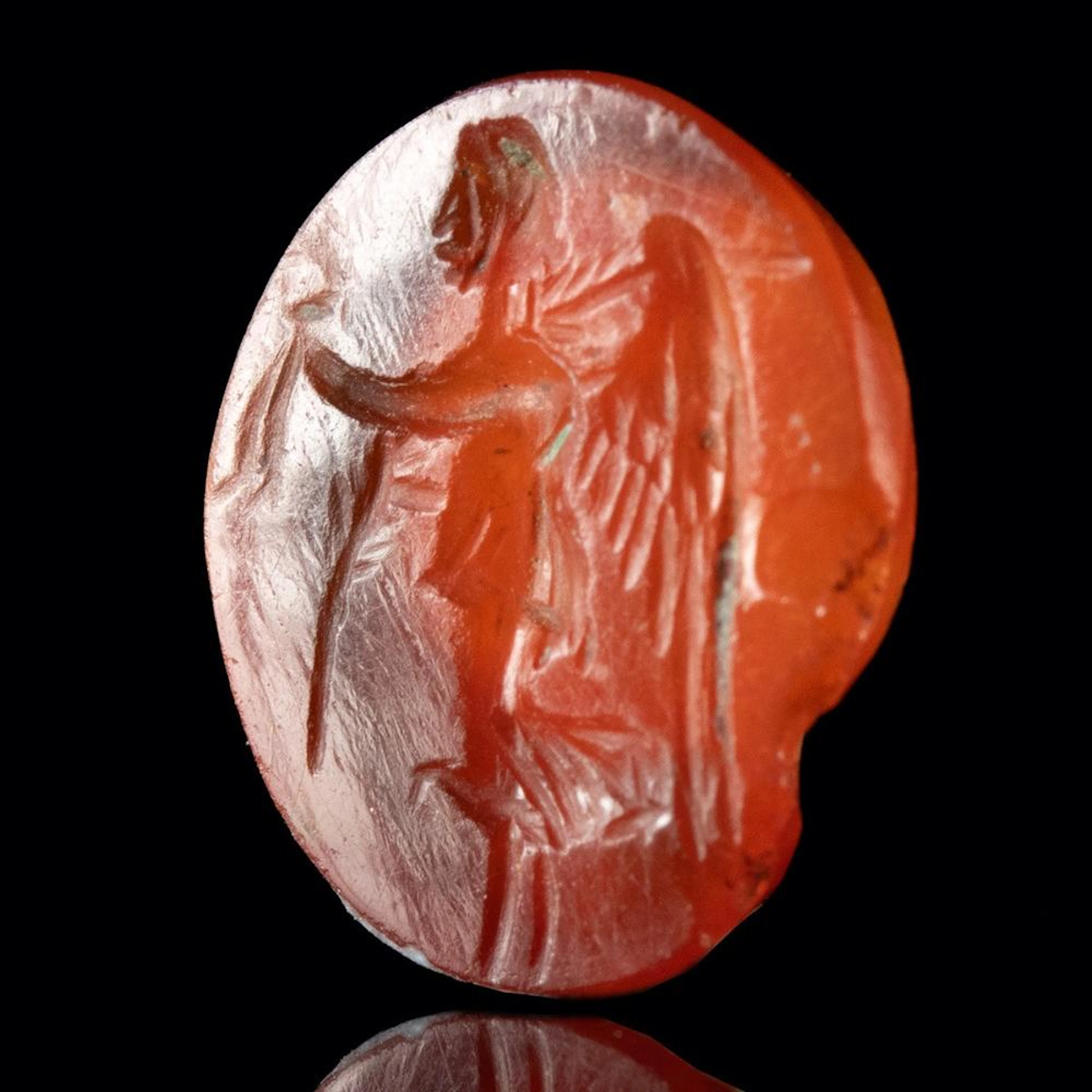 Roman Carnelian Intaglio of Victory w/ Palm & Wreath
