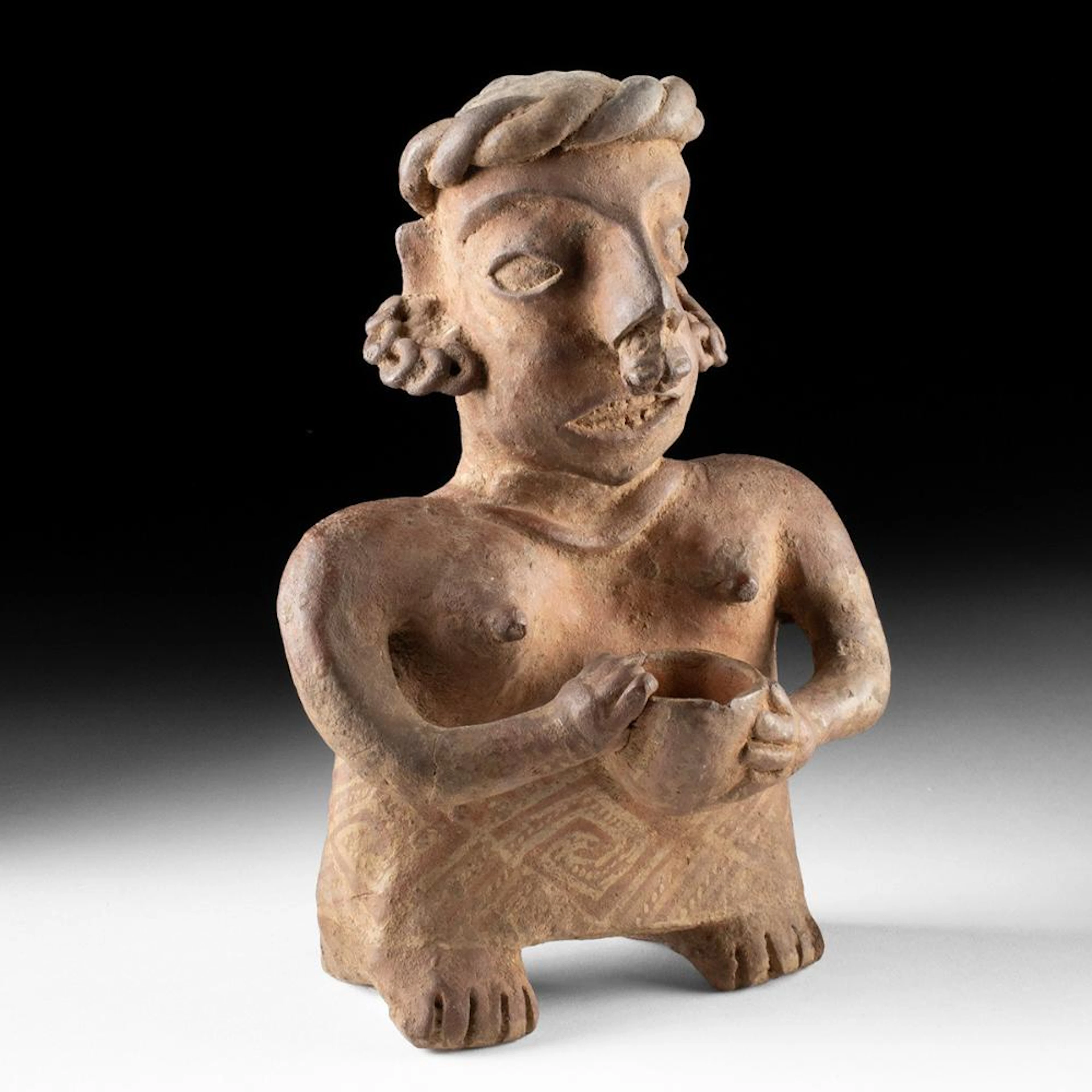 Nayarit Pottery Semi-Nude Standing Woman Holding a Bowl