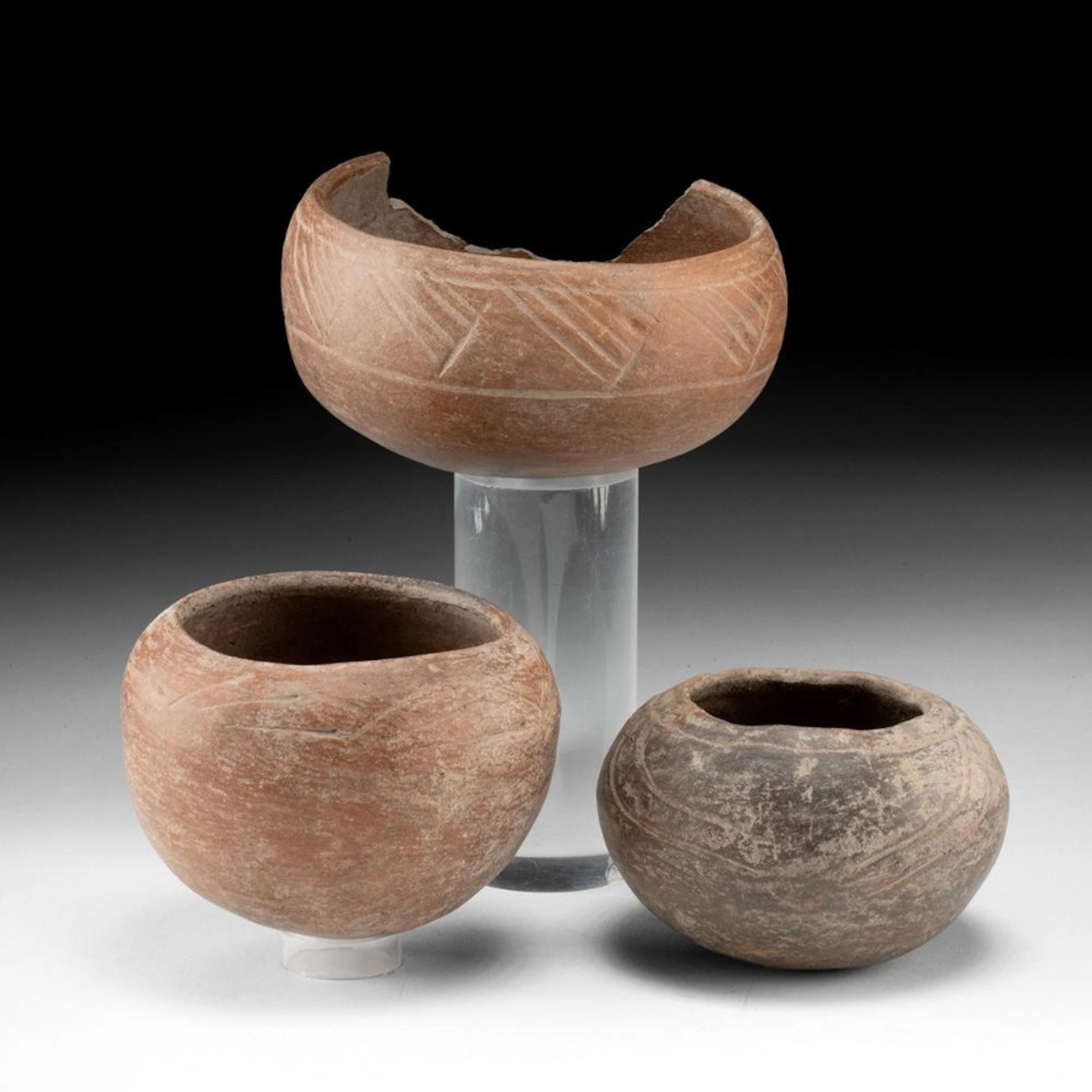 Three Nicoya Incised Redware Bowls