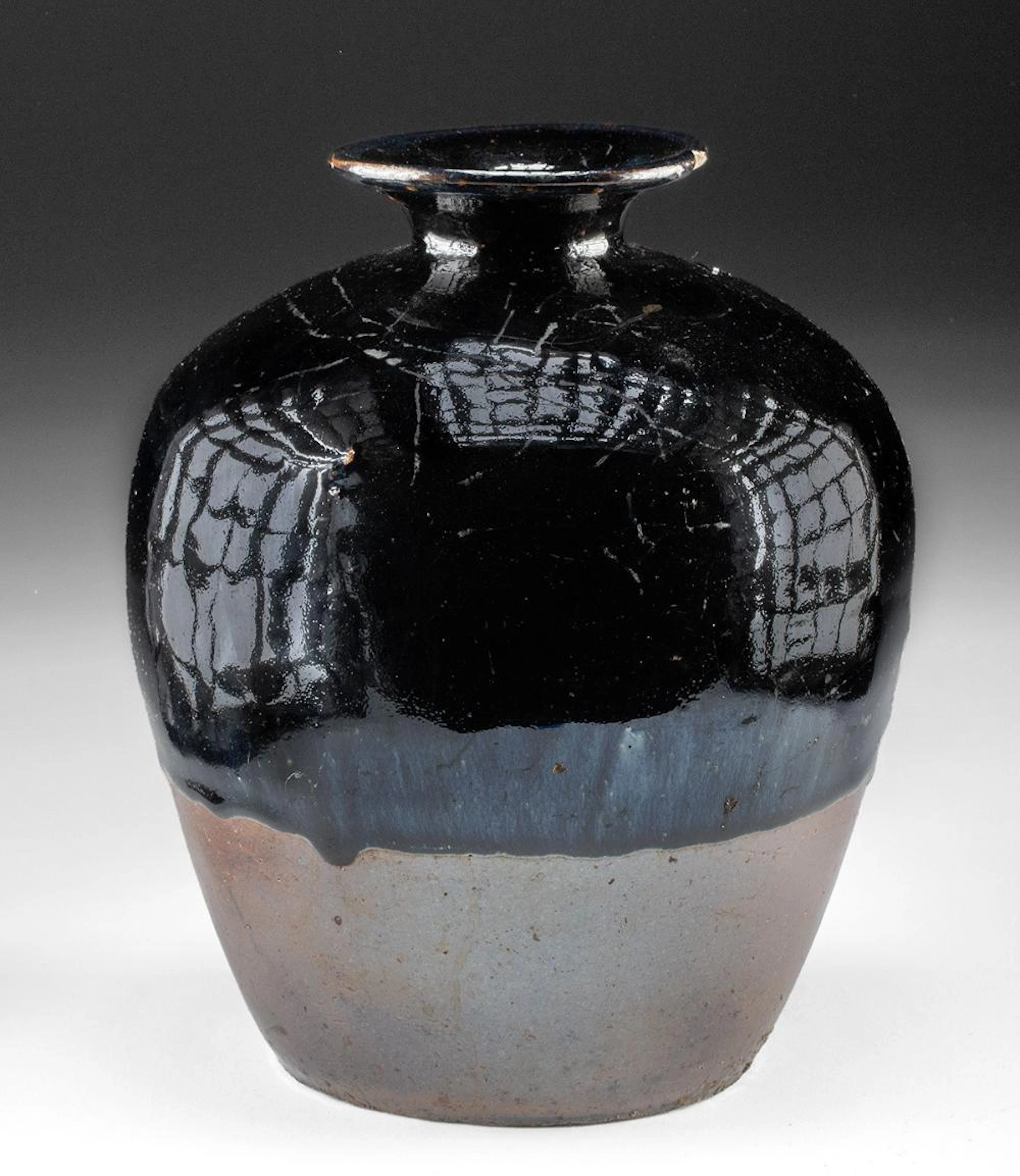 19th C. Qing Dynasty Black Glaze Stoneware Jar, Henan Style