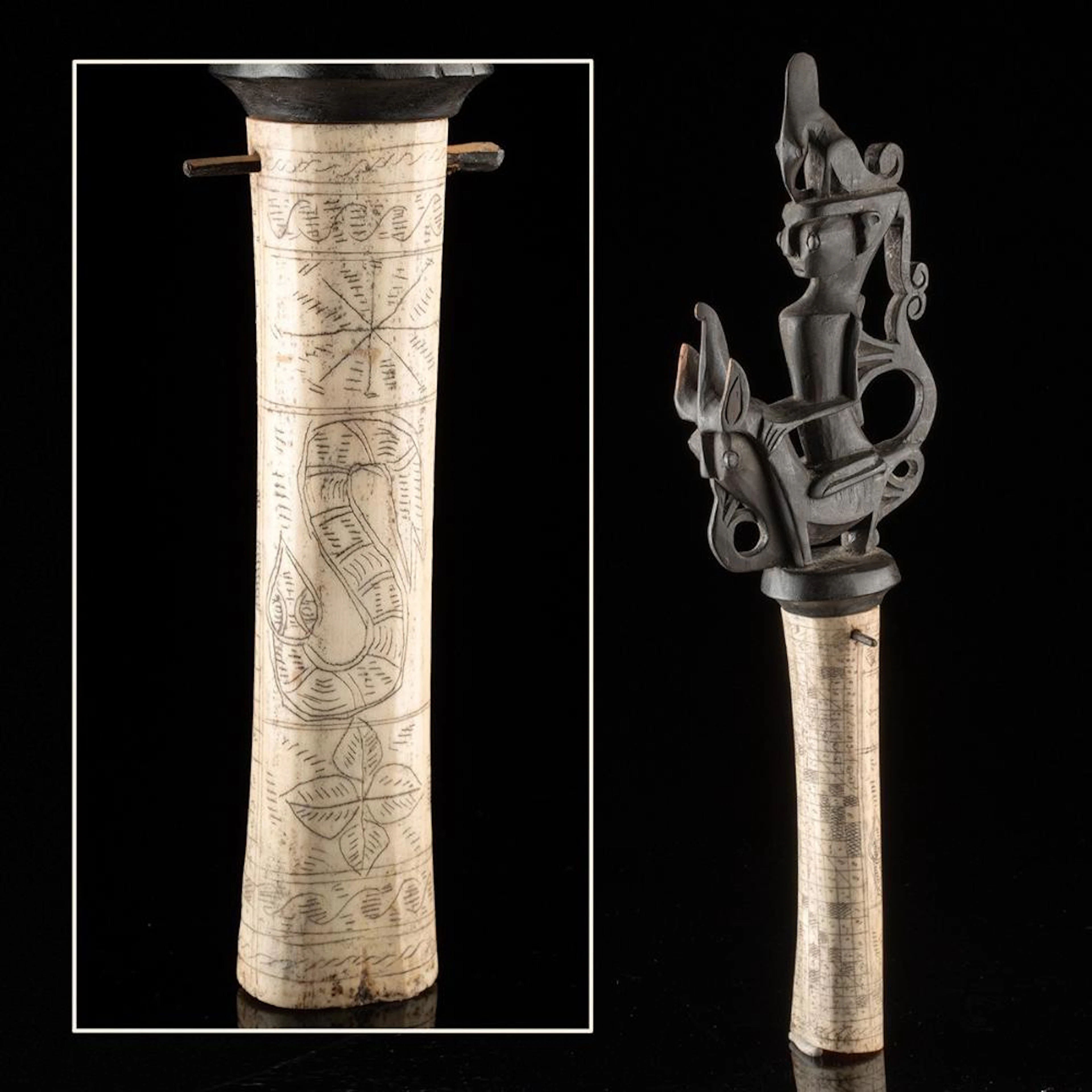 Sumatran Batak Bone Vessel & Magician's Divination Calendar