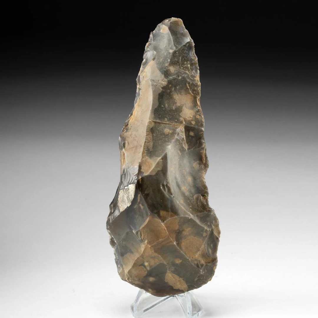 Lower Paleolithic Acheulean Flint Handaxe, Lanceolate Form – 7.5" L