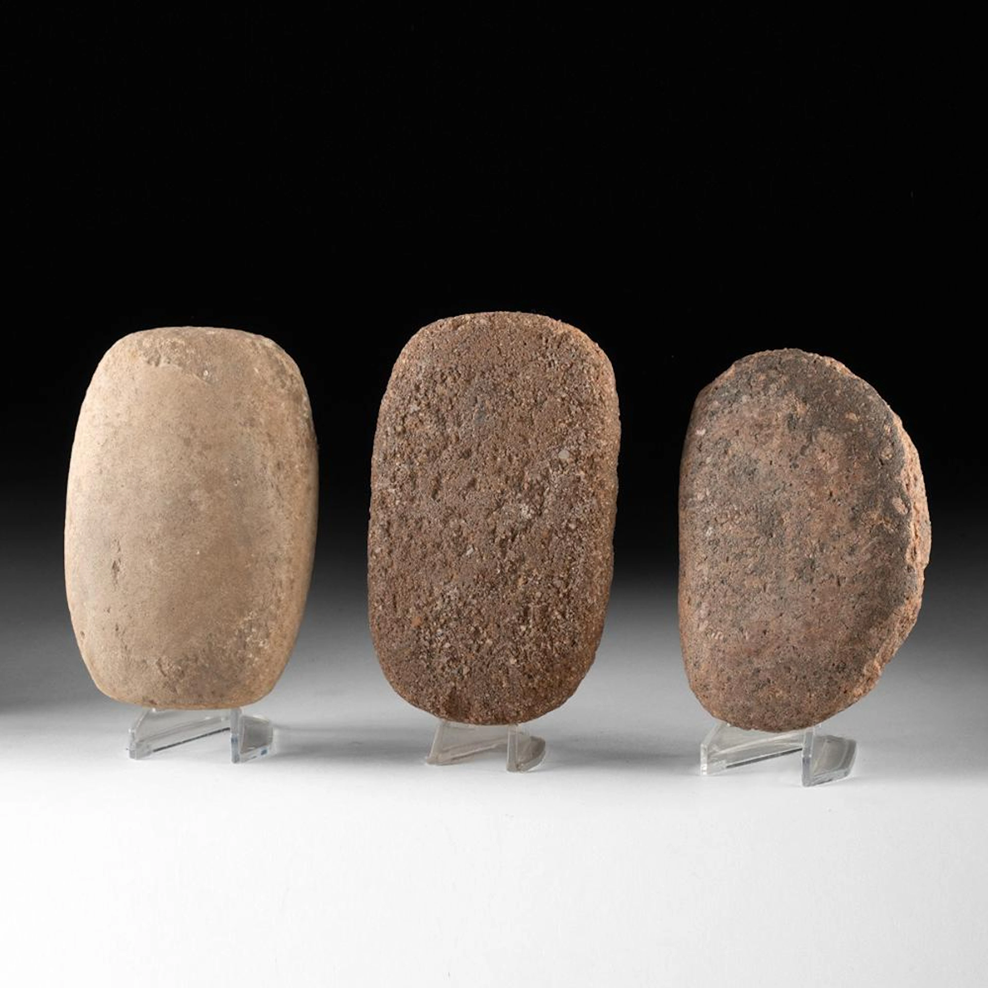 Native American Stone Manos, Group of Three Grinding Handstones