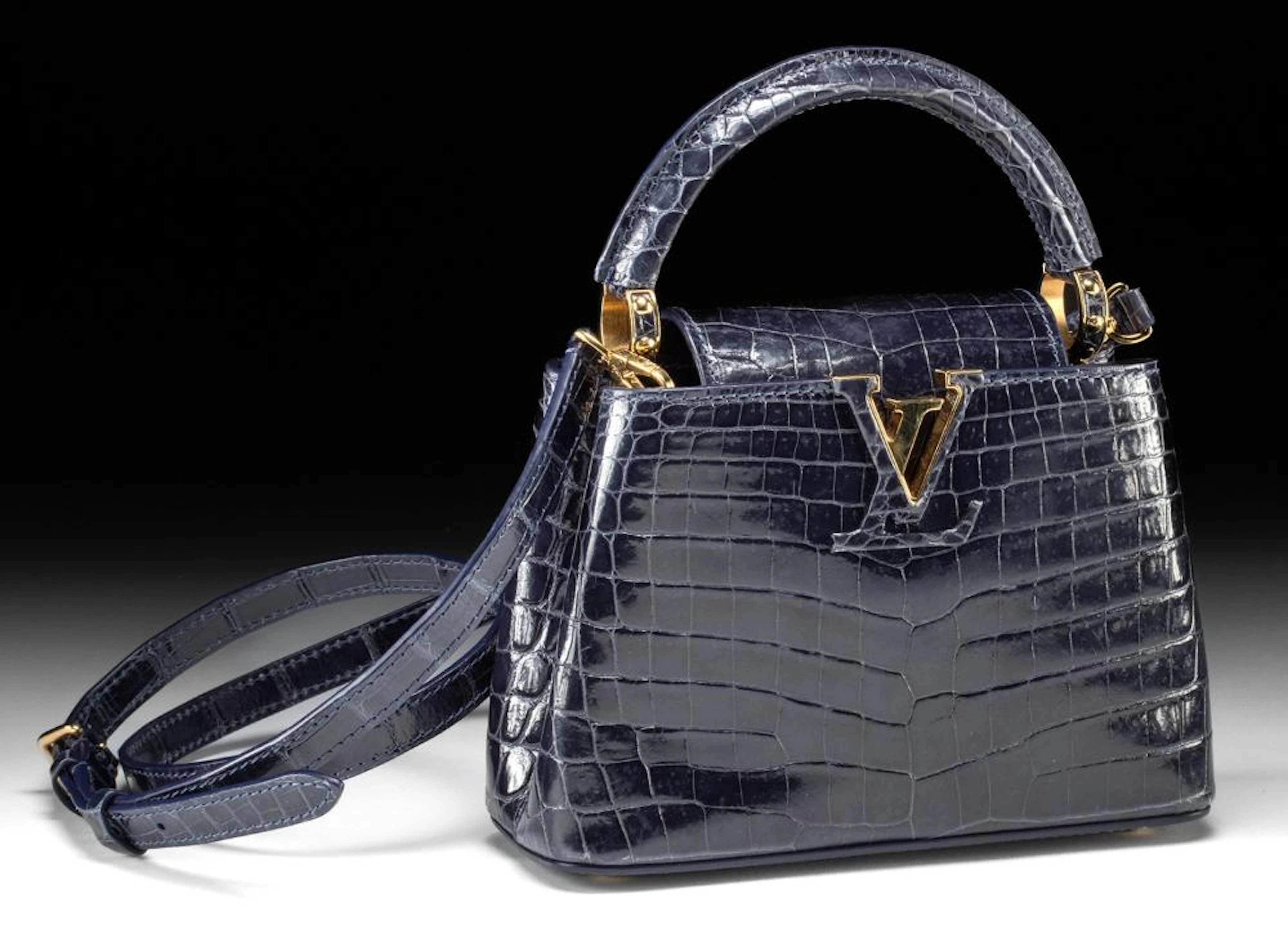 Louis Vuitton Capucines BB Navy Blue Crocodile Full Set