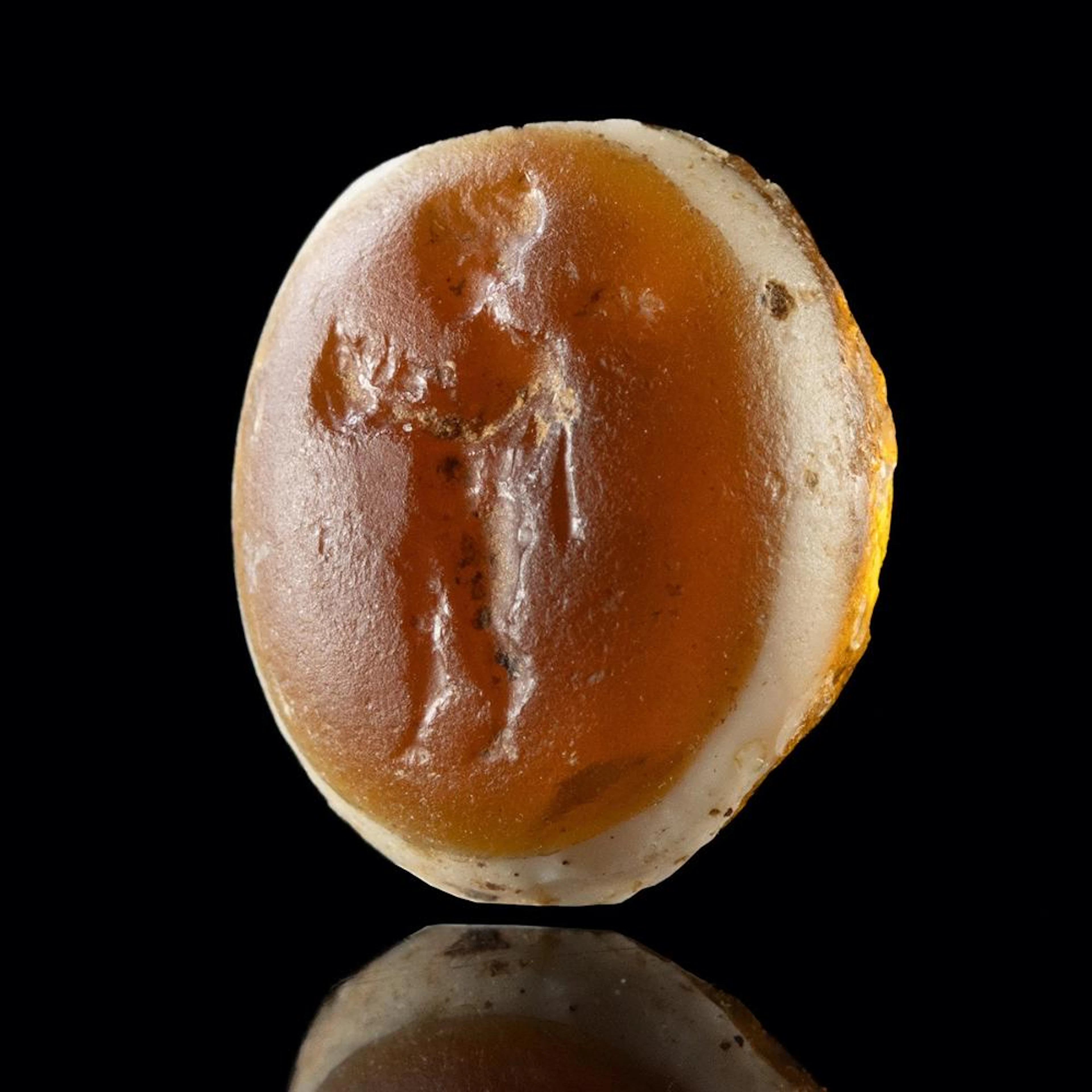 Hellenistic Greek Banded Agate Intaglio - Eros w/ Satyr Mask