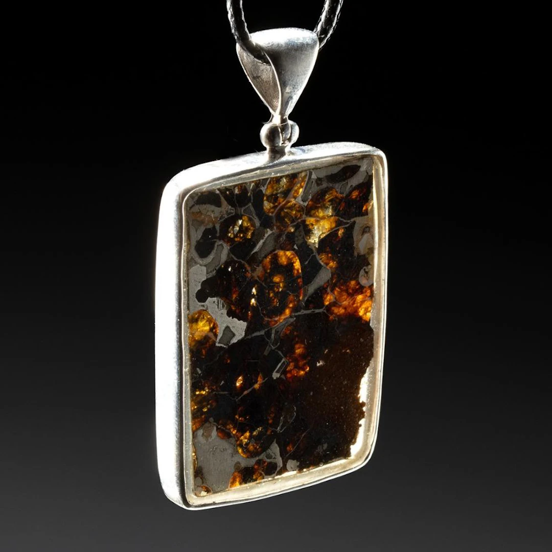 Sericho Pallasite Meteorite Pendant in Sterling Silver Bezel
