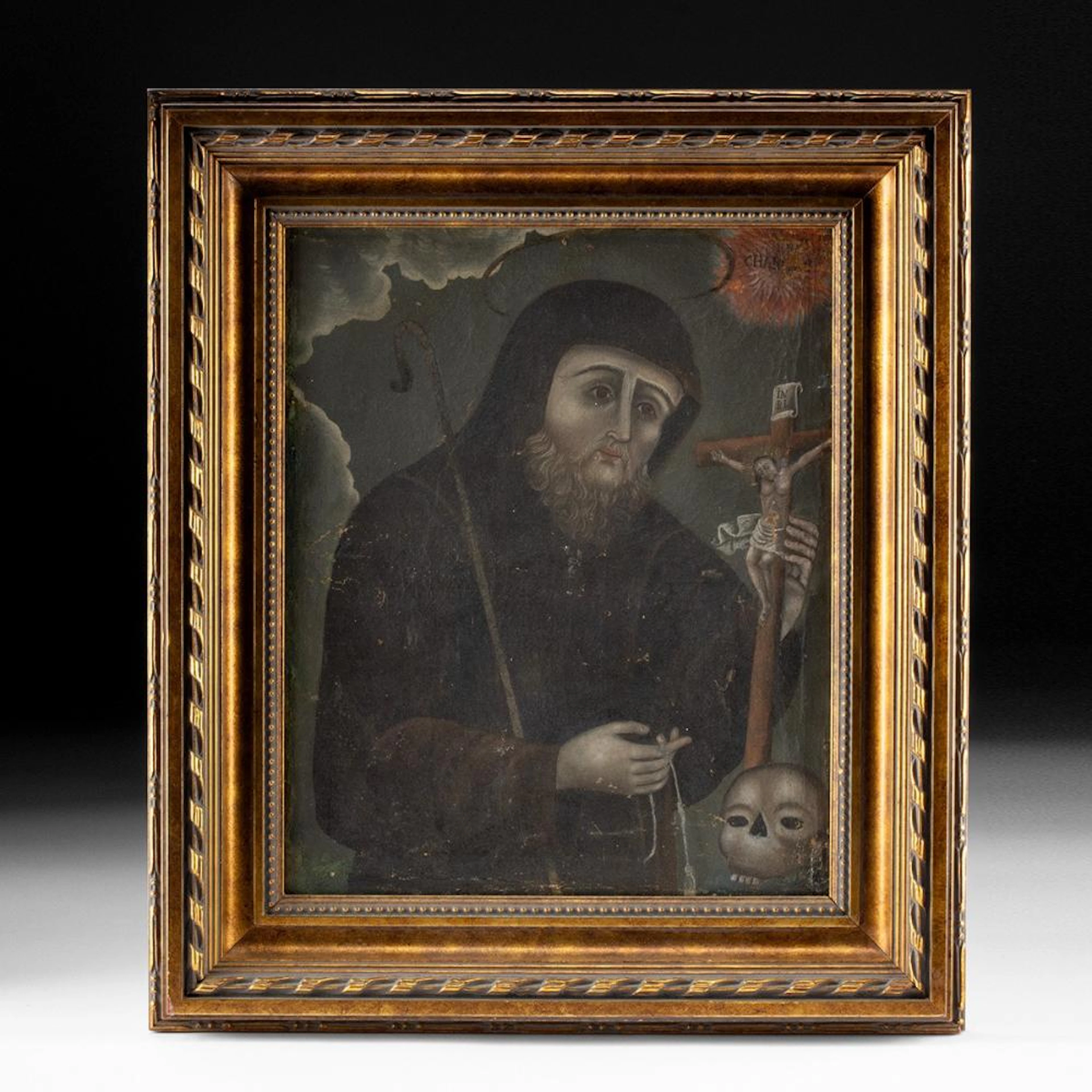 18th C. Mexican Colonial Oil Portrait, St. Francis of Paola
