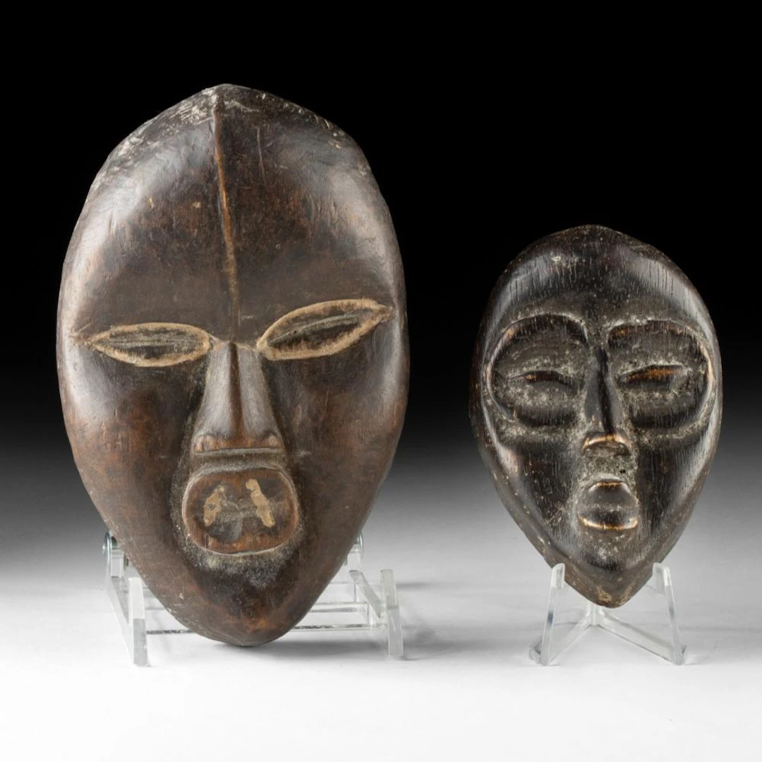 Two African Dan Miniature Wood Passport Masks