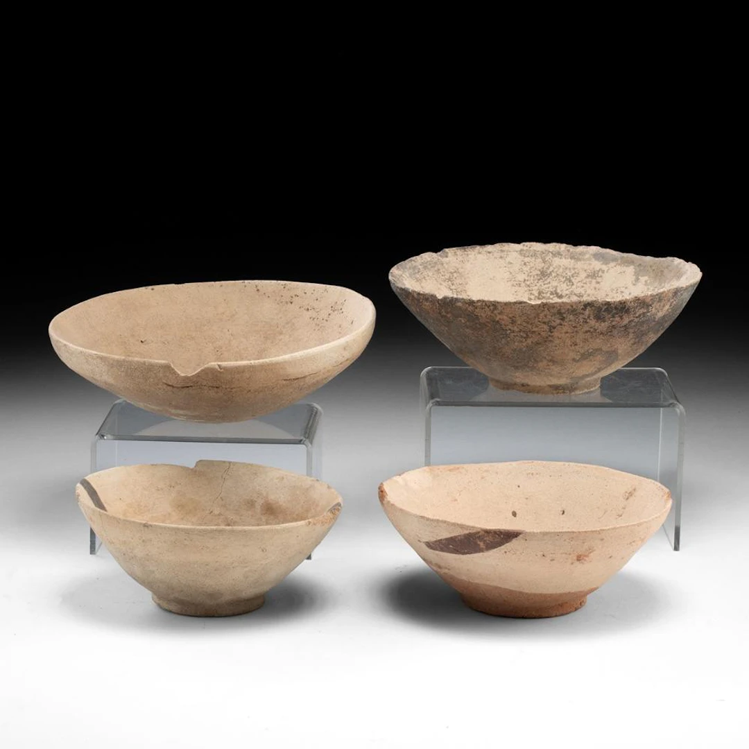 Chancay Pottery Bowl Group - Four Buff-Slipped Conical Dishes