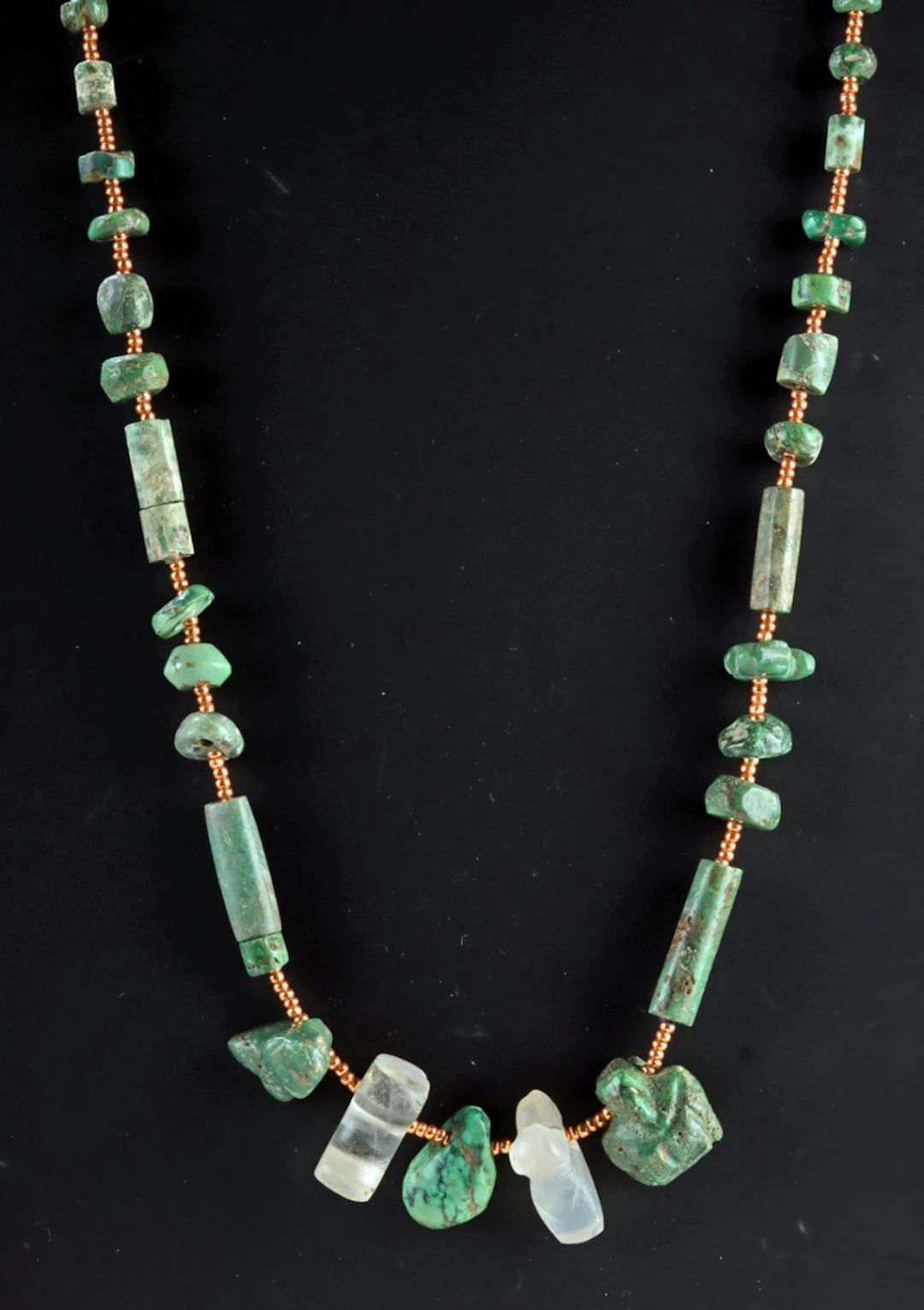 Pre-Columbian Quartz & Greenstone Bead Necklace