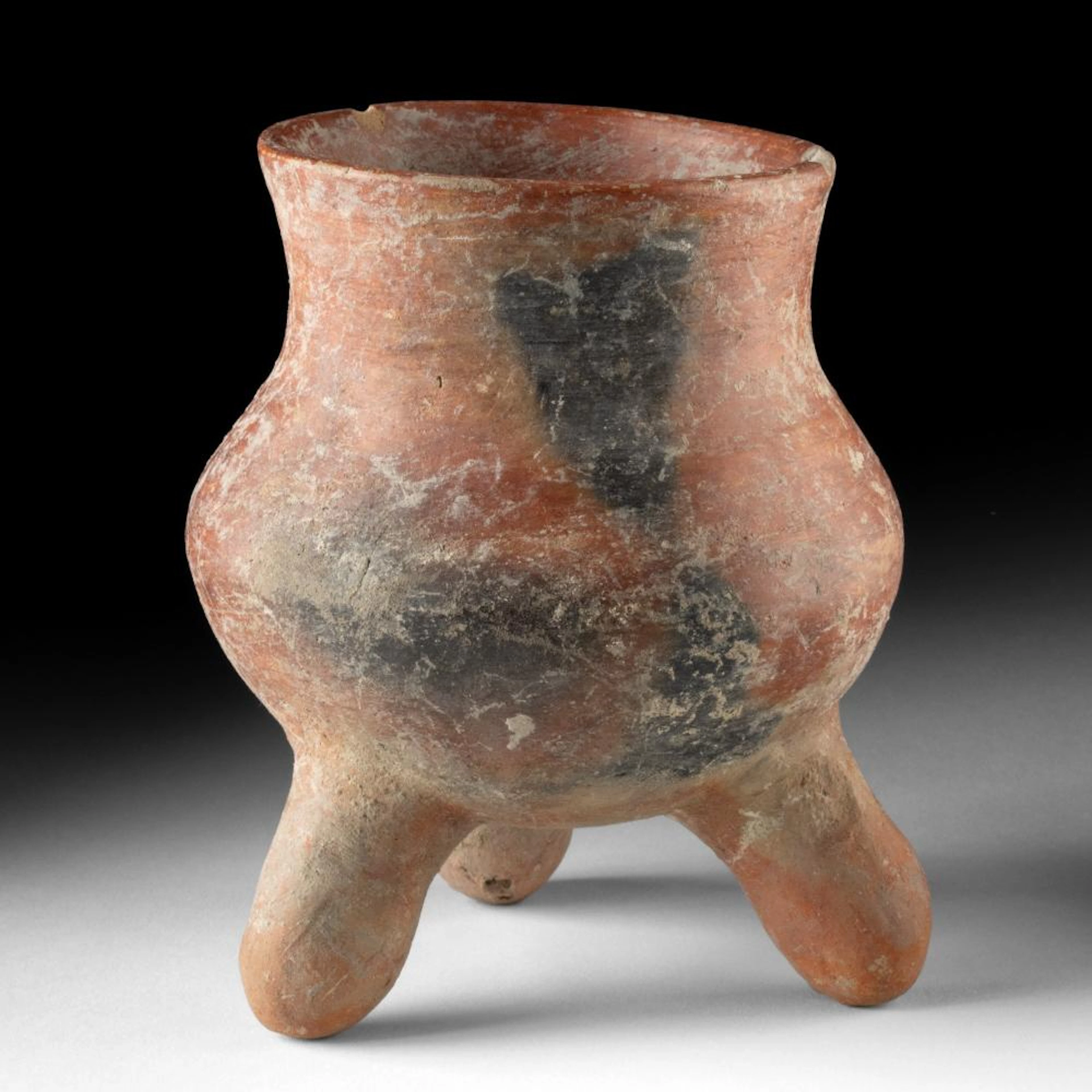 Colima Redware Tripod Rattle Vessel with Hollow Pellet Legs