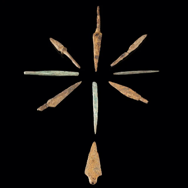 Nine Roman to Medieval Iron & Copper Alloy Arrowheads