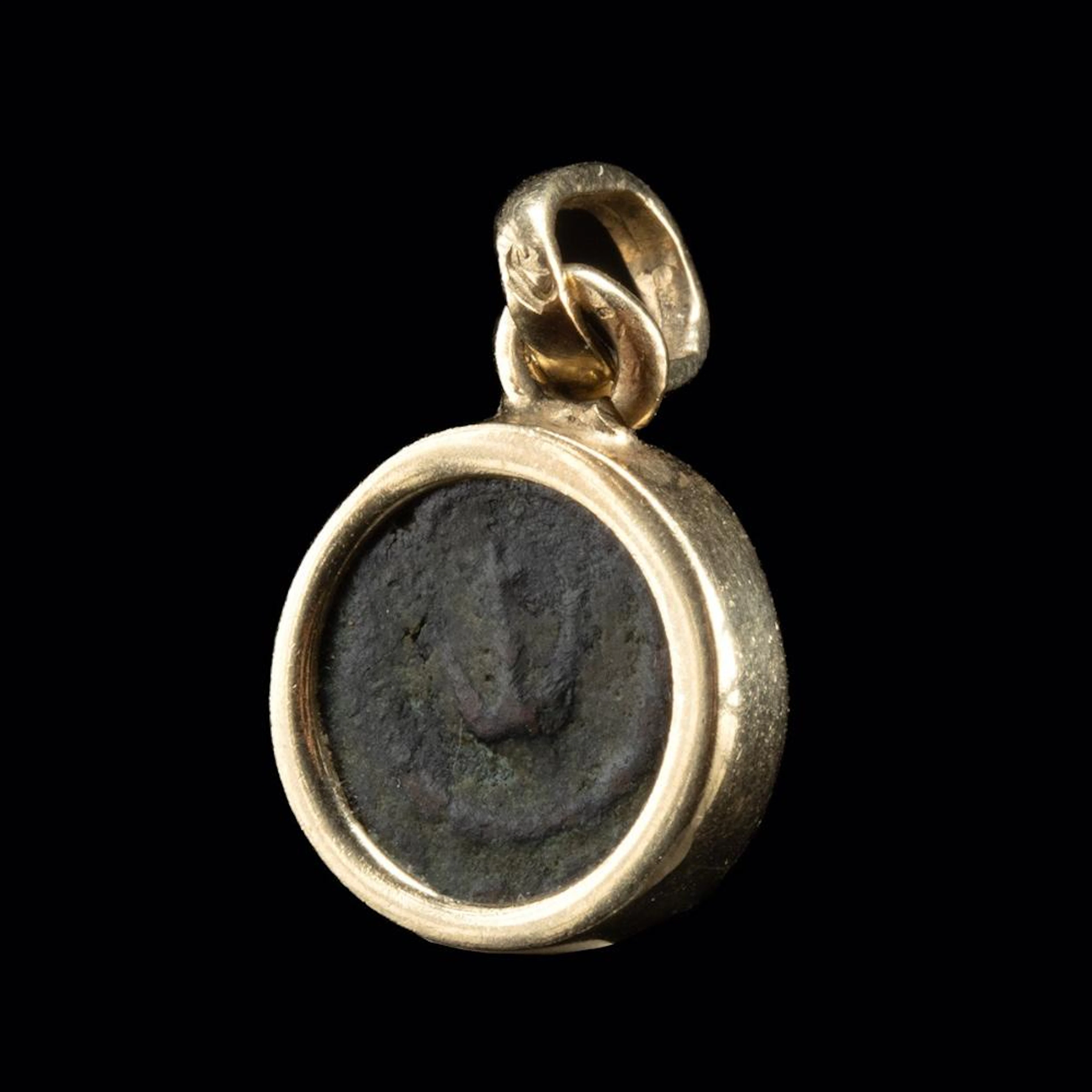 Hasmonean Bronze Widow's Mite Coin, 14K Gold Pendant