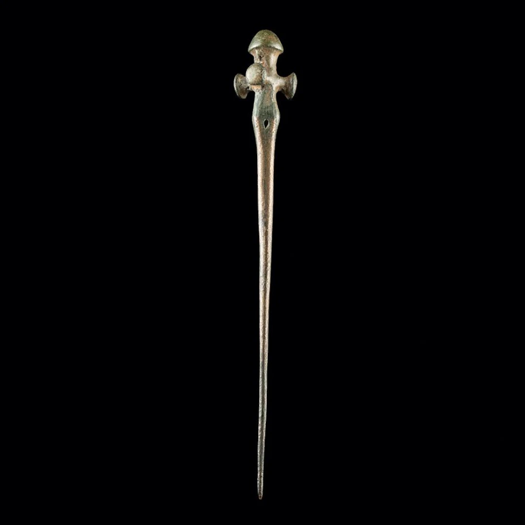 Luristan Bronze Cloak Pin, Cruciform Finial, Zagros