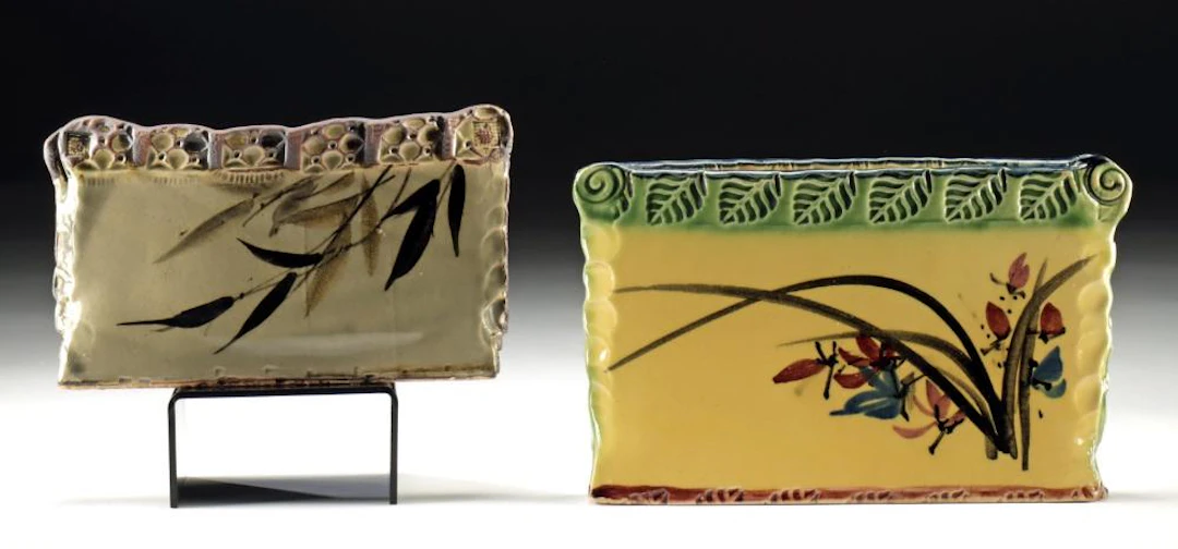 Ruthann Maze Ceramic Vessels, Bamboo / Floral (pr)